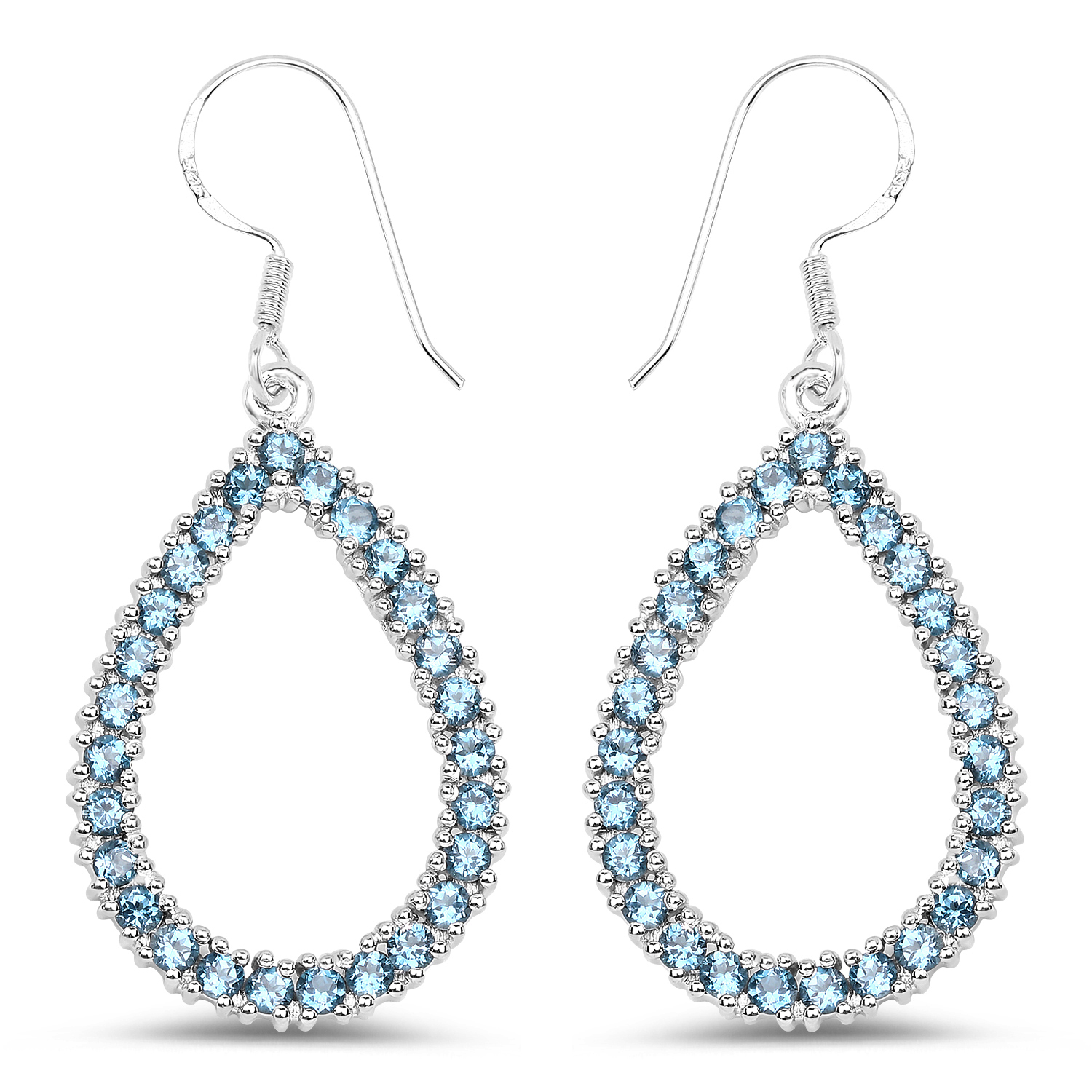 4.32 Carat Genuine London Blue Topaz .925 Sterling Silver Earrings