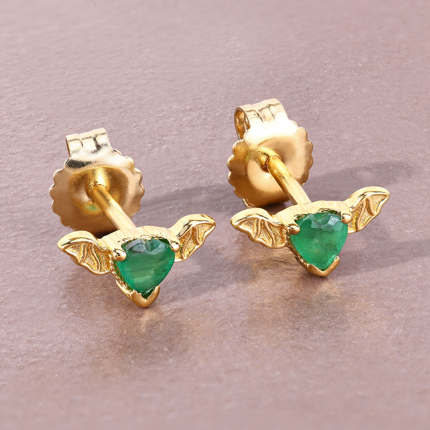 0.36 Carat Genuine Emerald .925 Sterling Silver Earrings