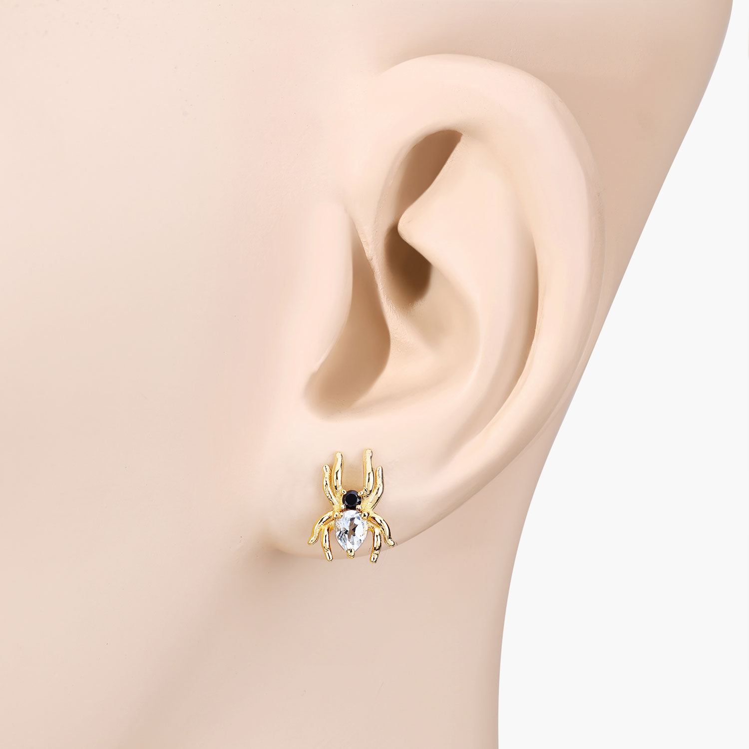 0.43 Carat Genuine Blue Topaz and Black Spinel .925 Sterling Silver Earrings