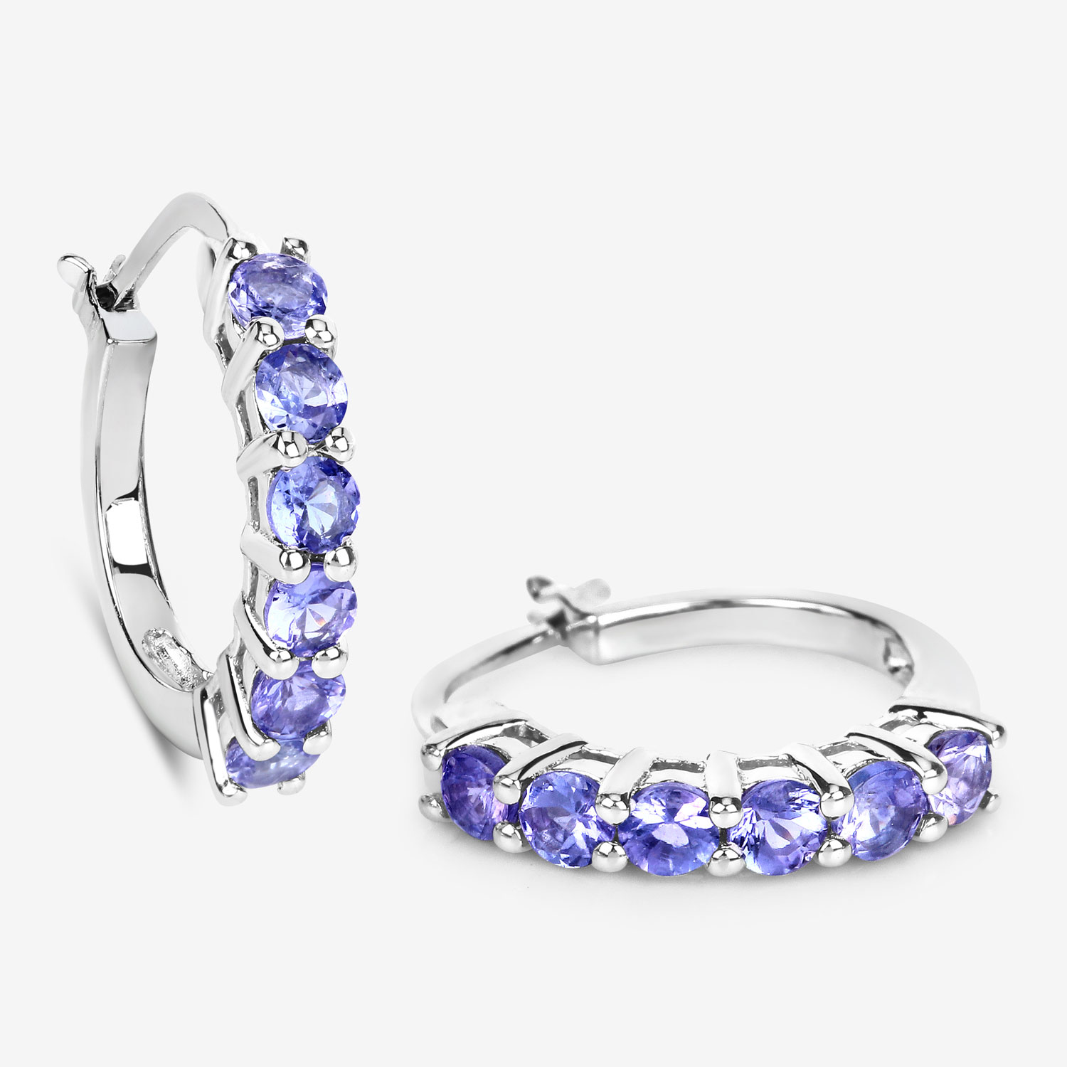 1.20 Carat Genuine Tanzanite .925 Sterling Silver Earrings