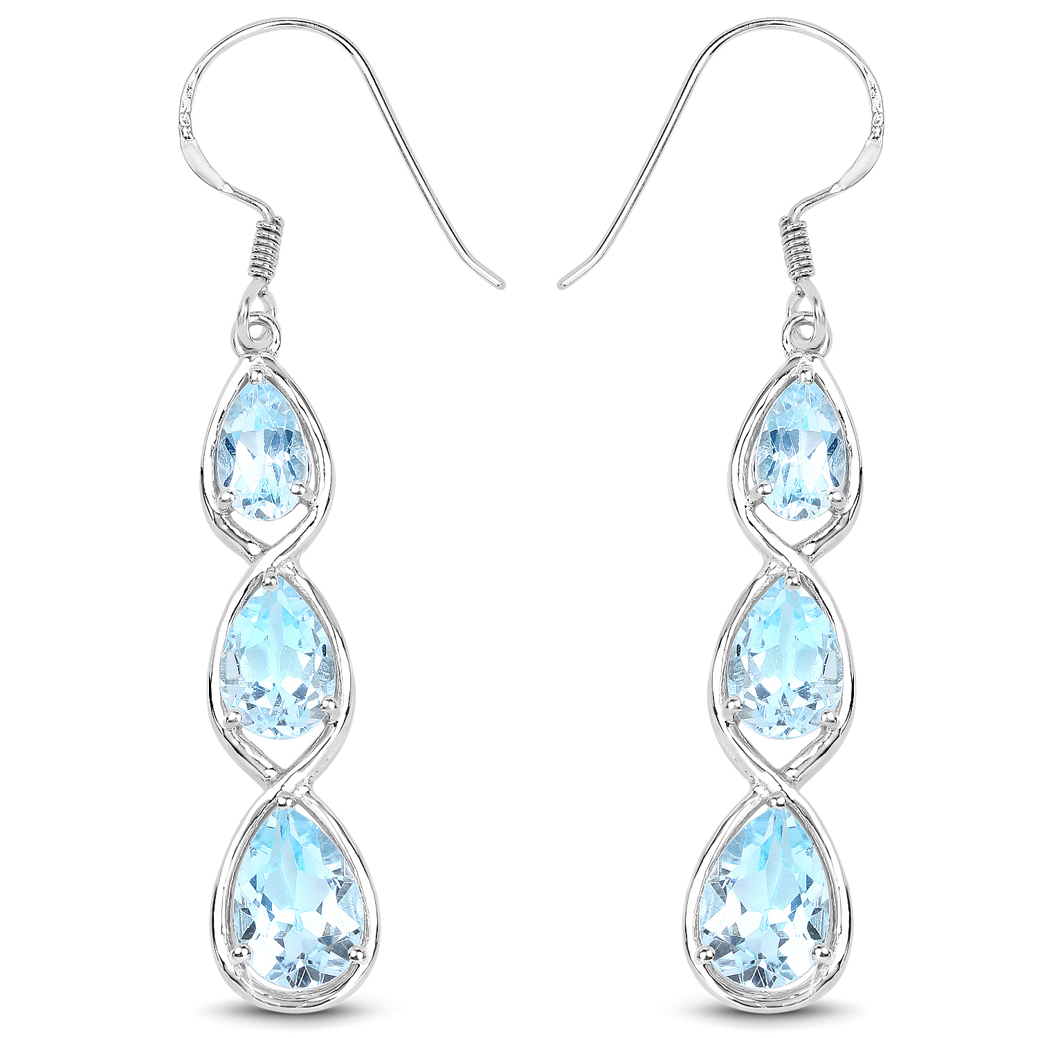 8.40 Carat Genuine Blue Topaz .925 Sterling Silver Earrings