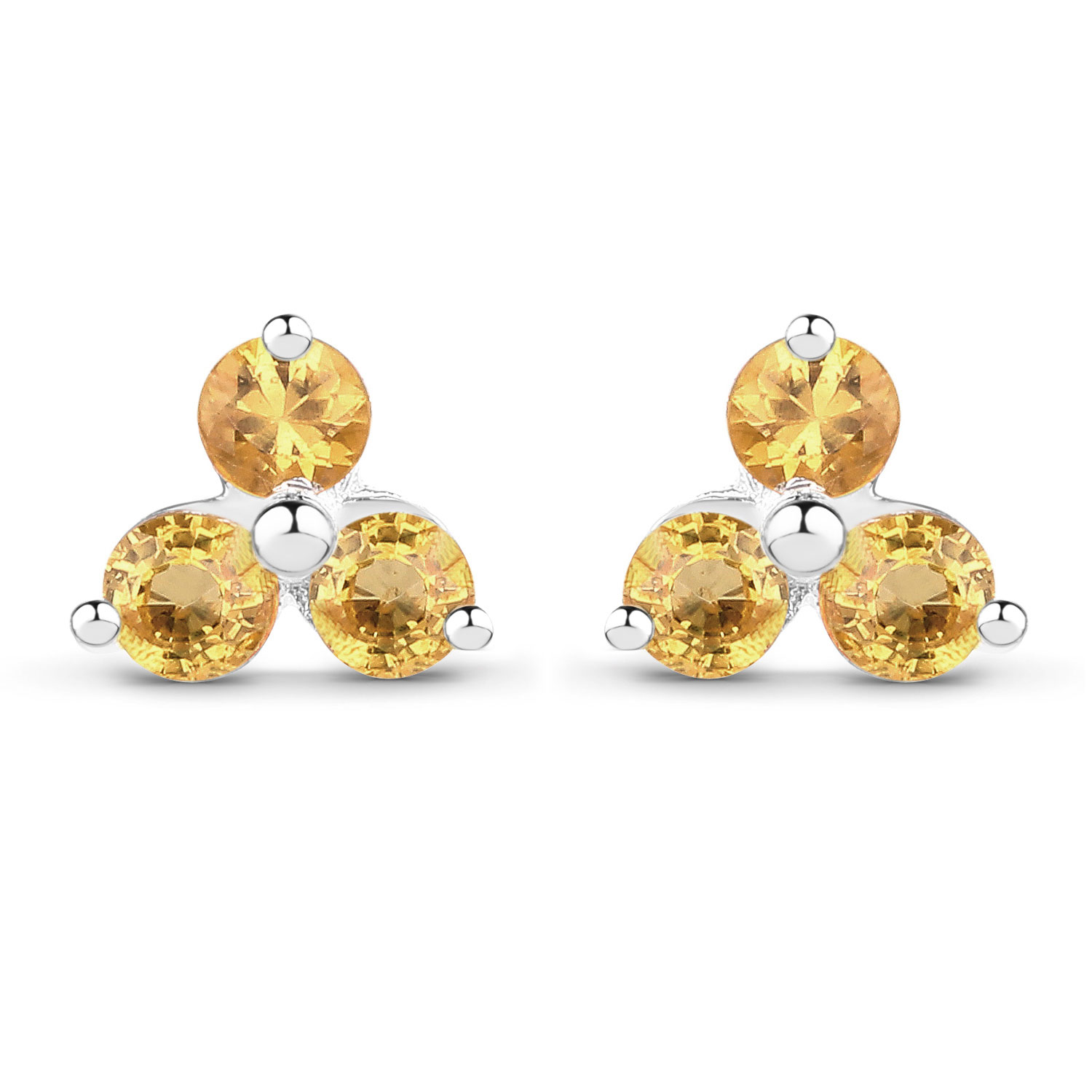 0.72 Carat Genuine Yellow Sapphire .925 Sterling Silver Earrings