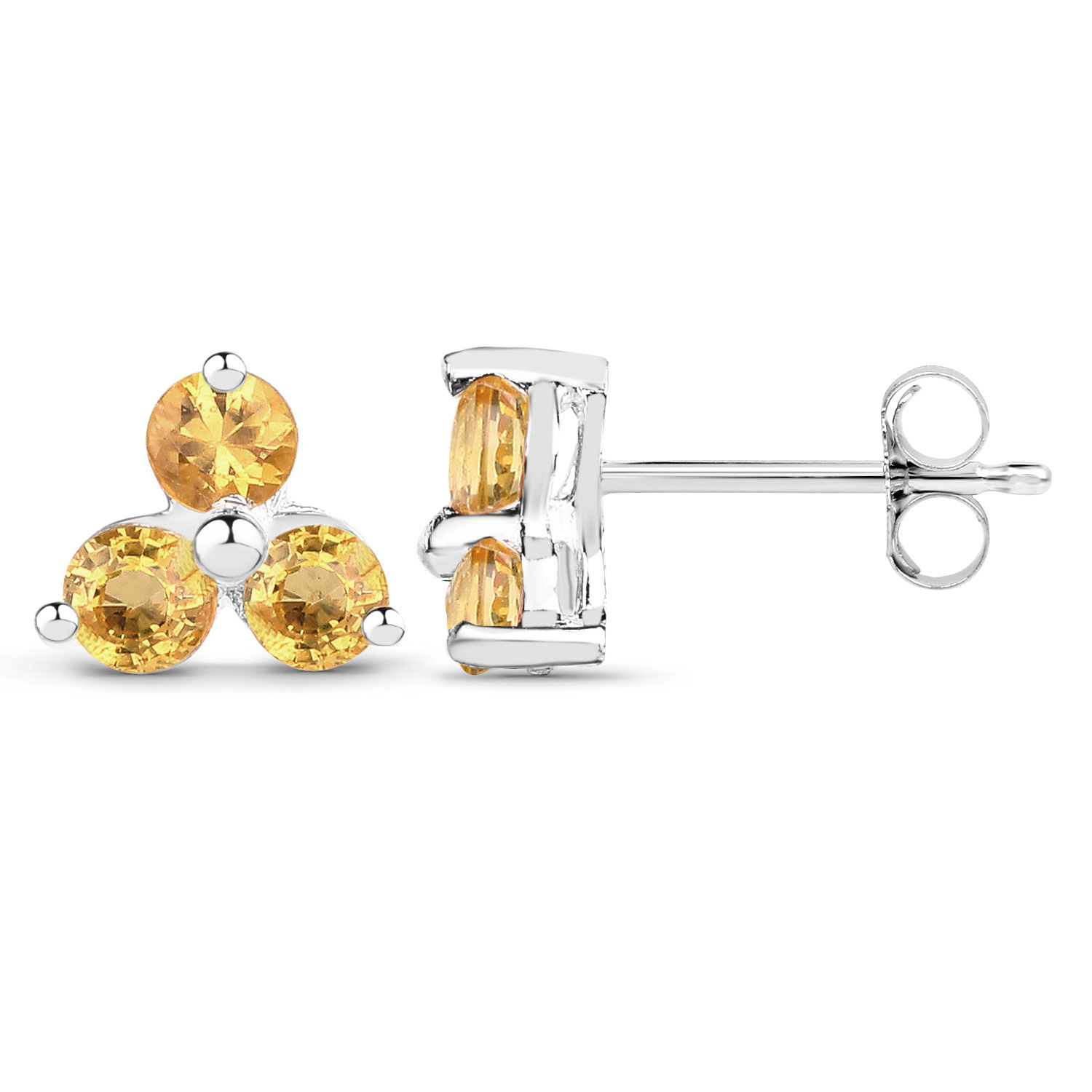 0.72 Carat Genuine Yellow Sapphire .925 Sterling Silver Earrings
