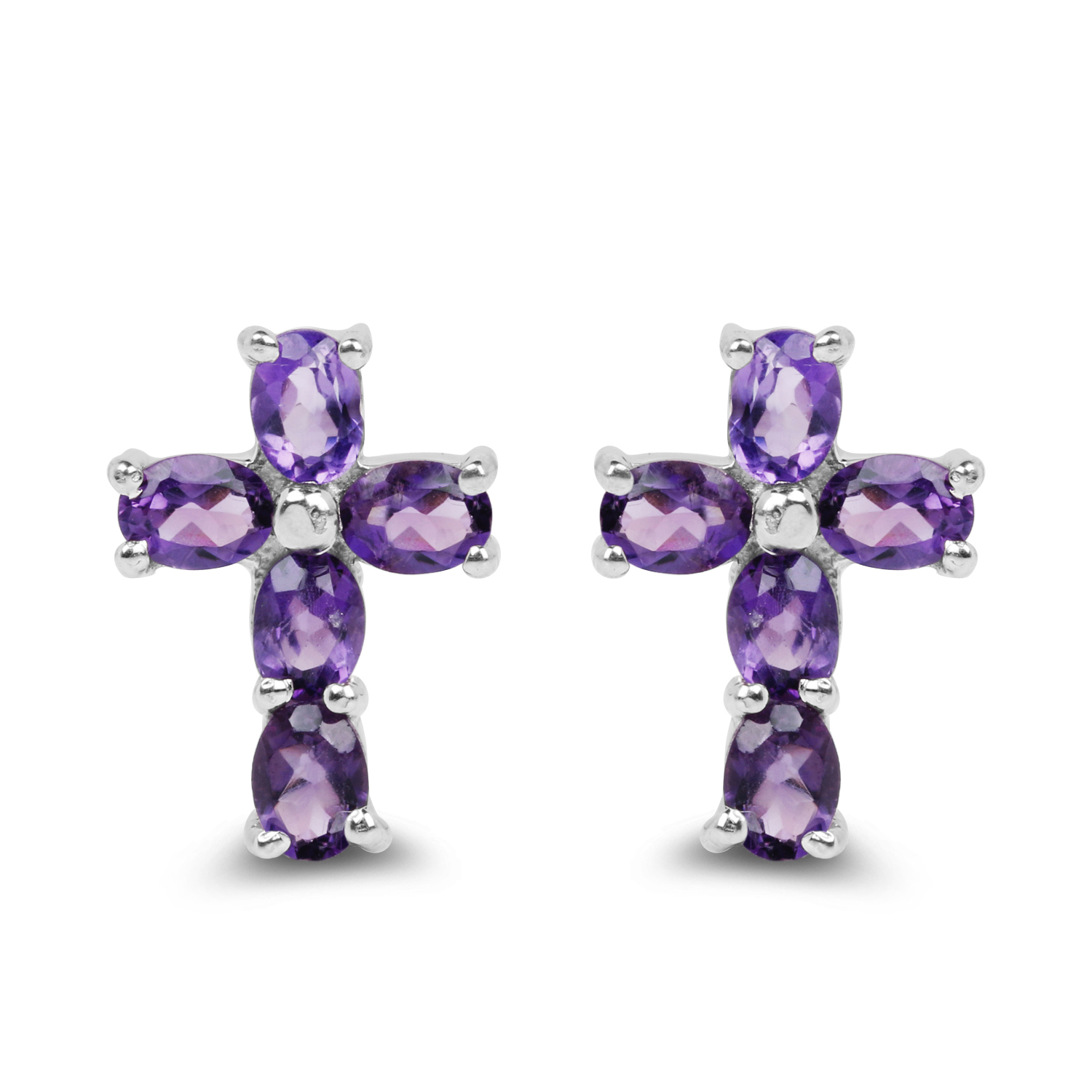 1.60 Carat Genuine Amethyst .925 Sterling Silver Earrings