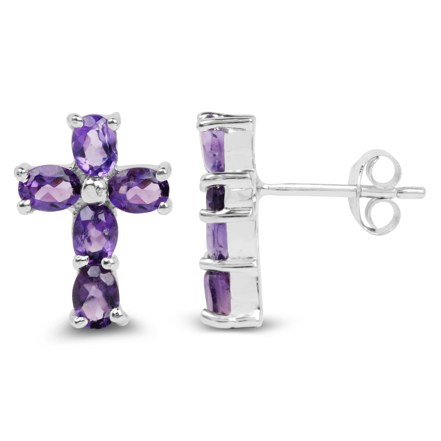 1.60 Carat Genuine Amethyst .925 Sterling Silver Earrings