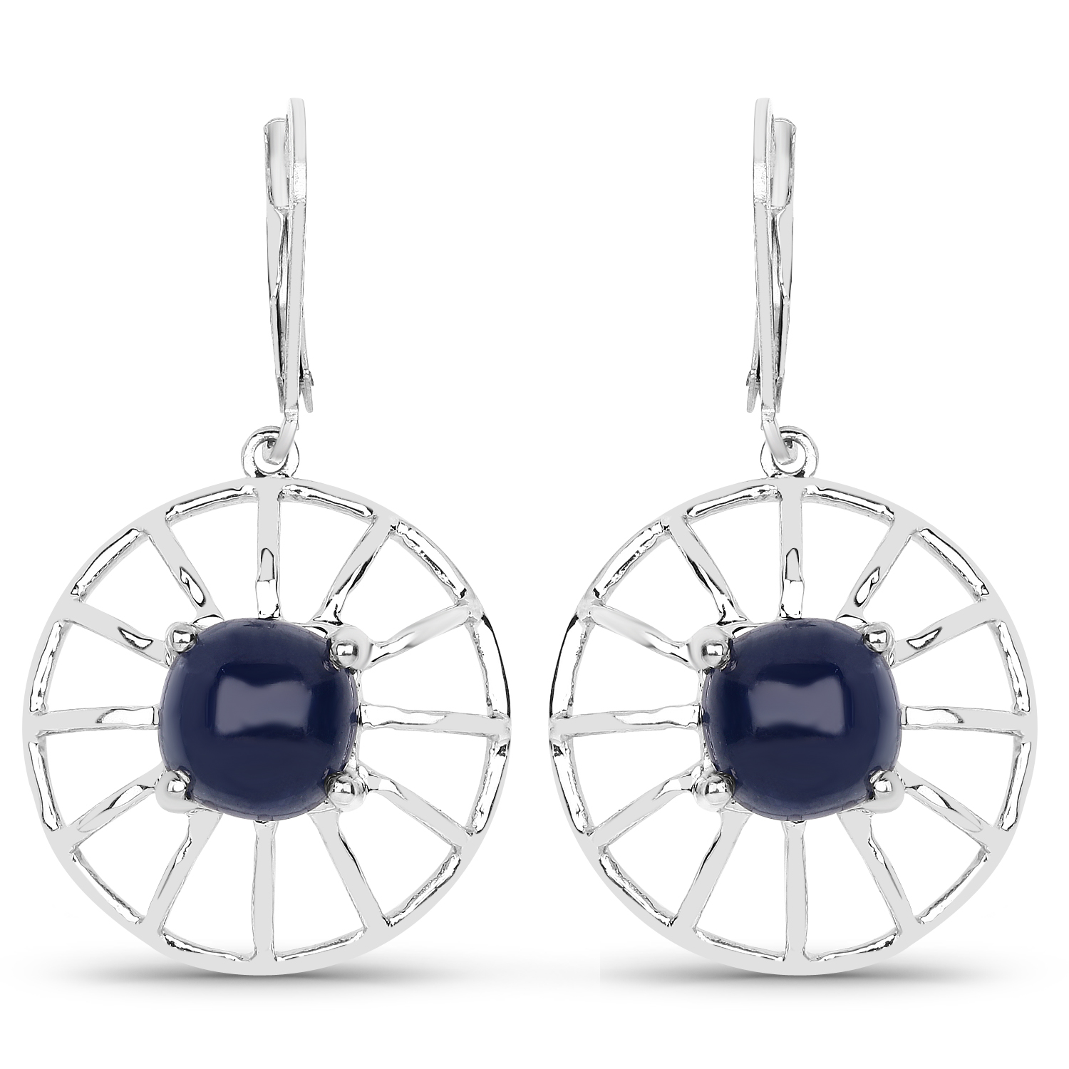 8.92 Carat Genuine Black Sapphire .925 Sterling Silver Earrings