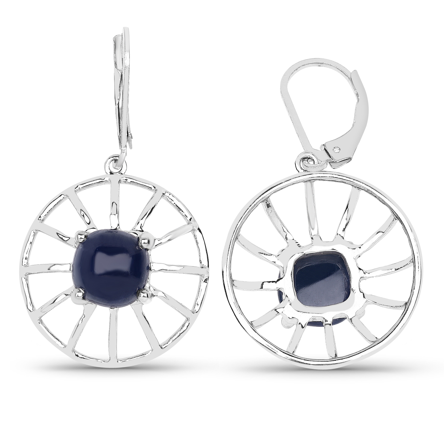 8.92 Carat Genuine Black Sapphire .925 Sterling Silver Earrings