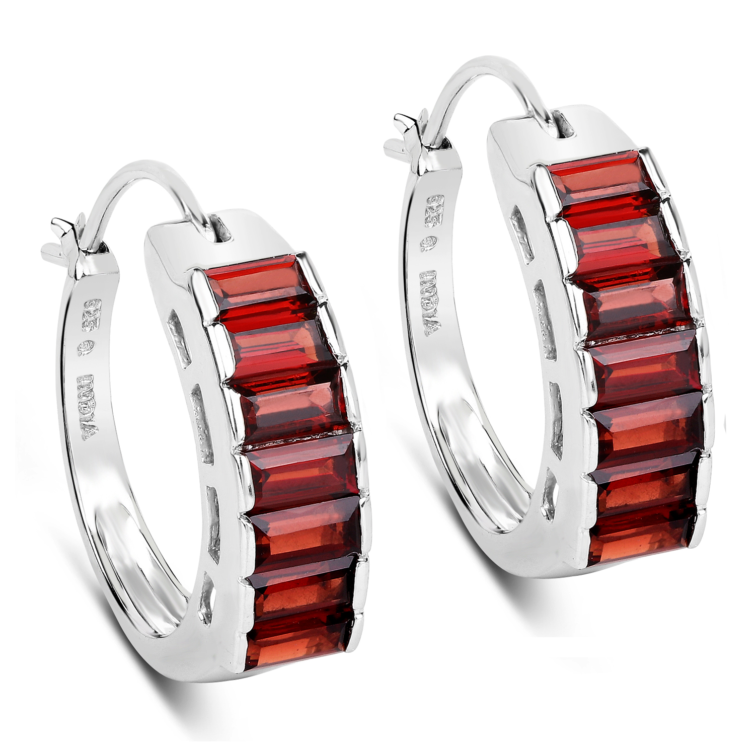 4.20 Carat Genuine Garnet .925 Sterling Silver Earrings
