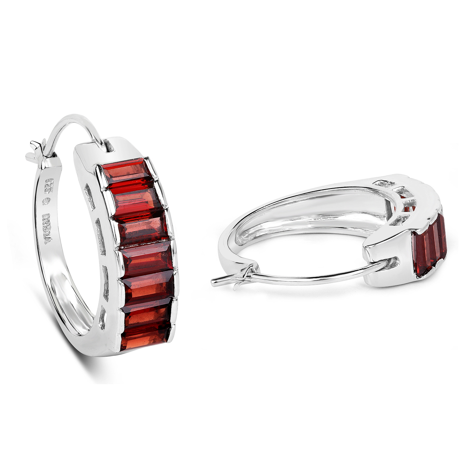 4.20 Carat Genuine Garnet .925 Sterling Silver Earrings