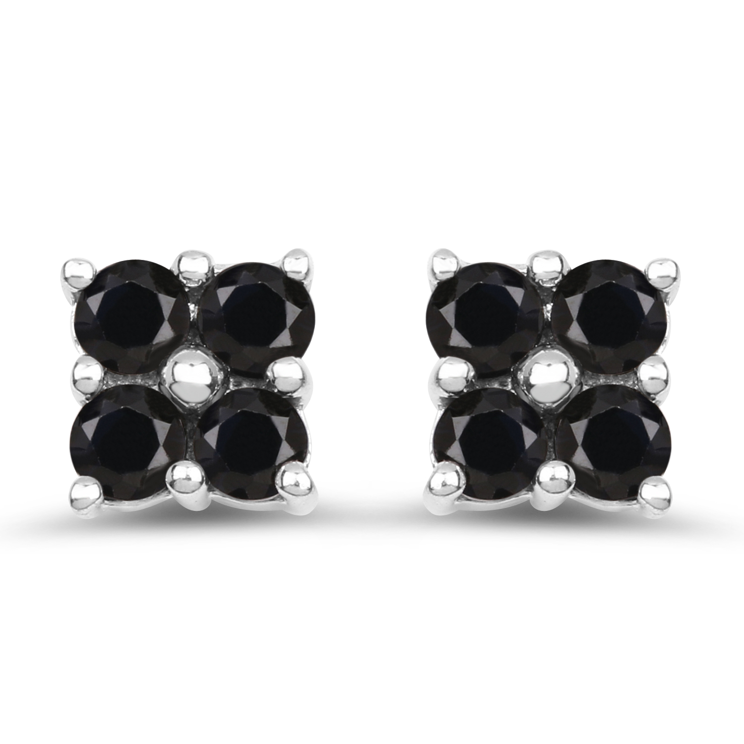 1.04 Carat Genuine Black Sapphire .925 Sterling Silver Earrings