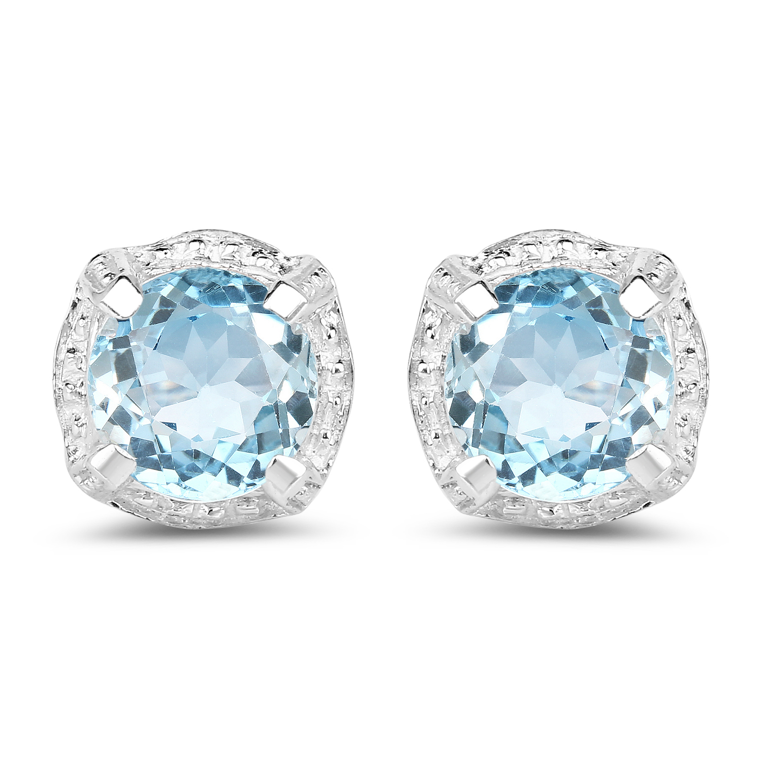1.90 Carat Genuine Blue Topaz .925 Sterling Silver Earrings