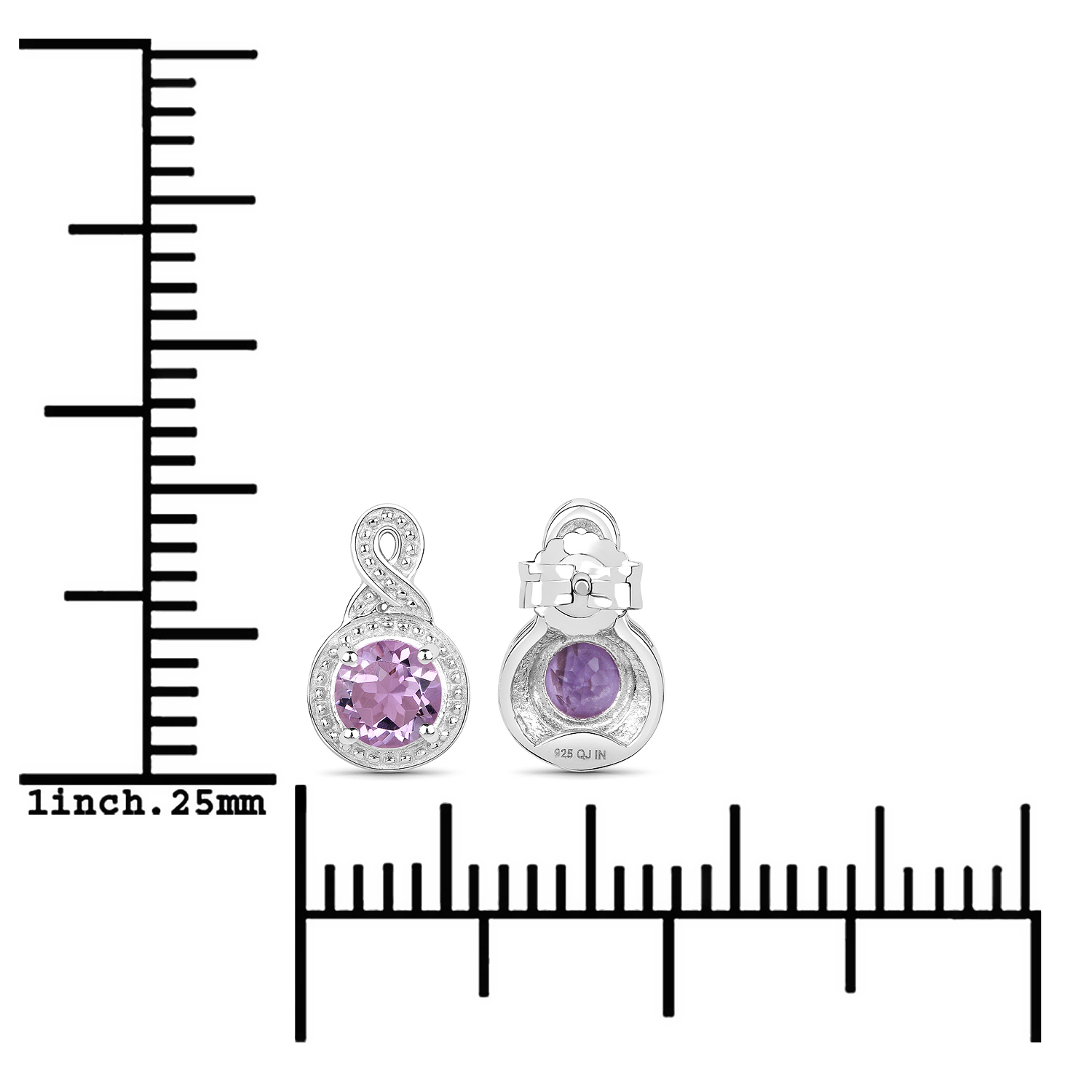 1.46 Carat Genuine Amethyst .925 Sterling Silver Earrings