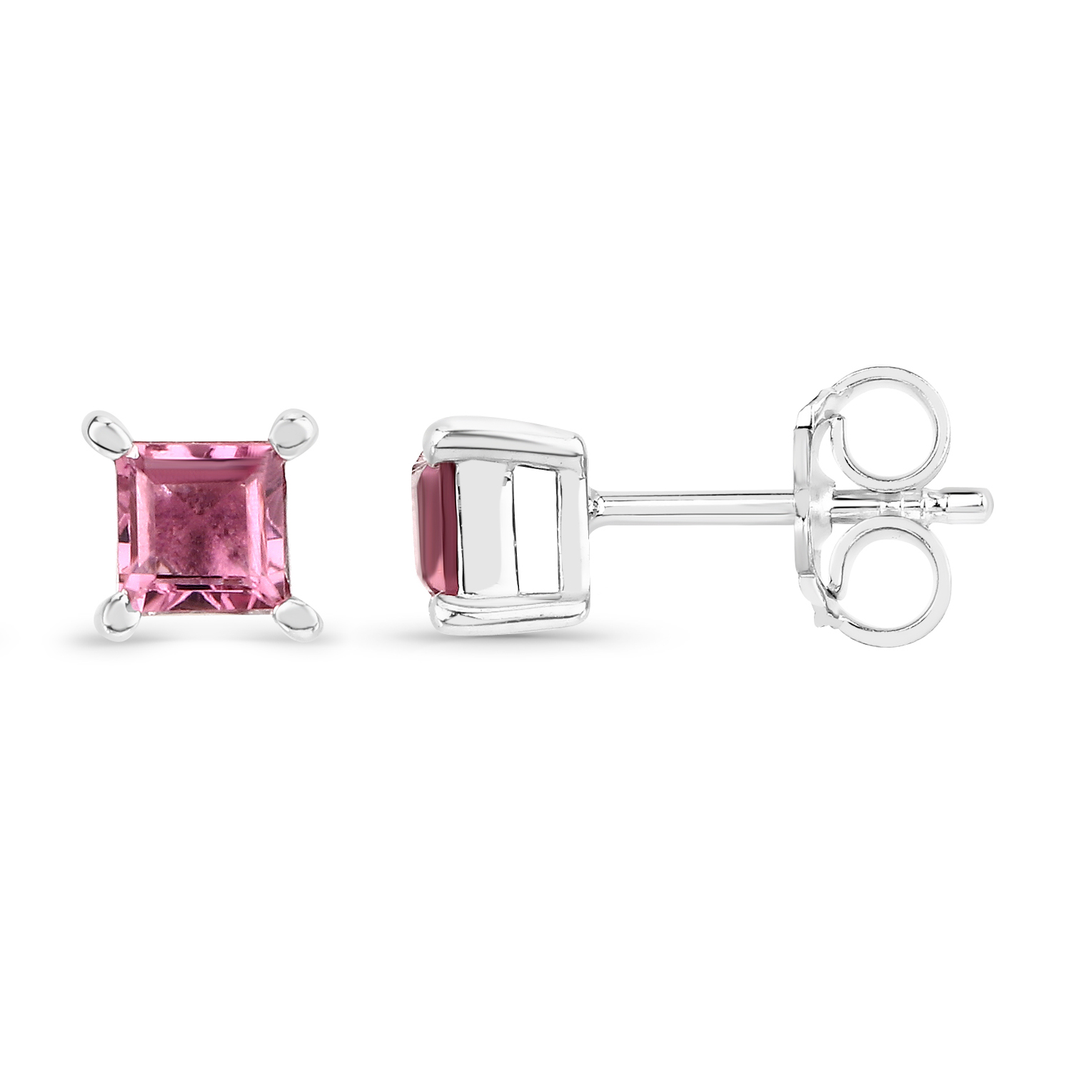 0.36 Carat Genuine Pink Tourmaline .925 Sterling Silver Earrings