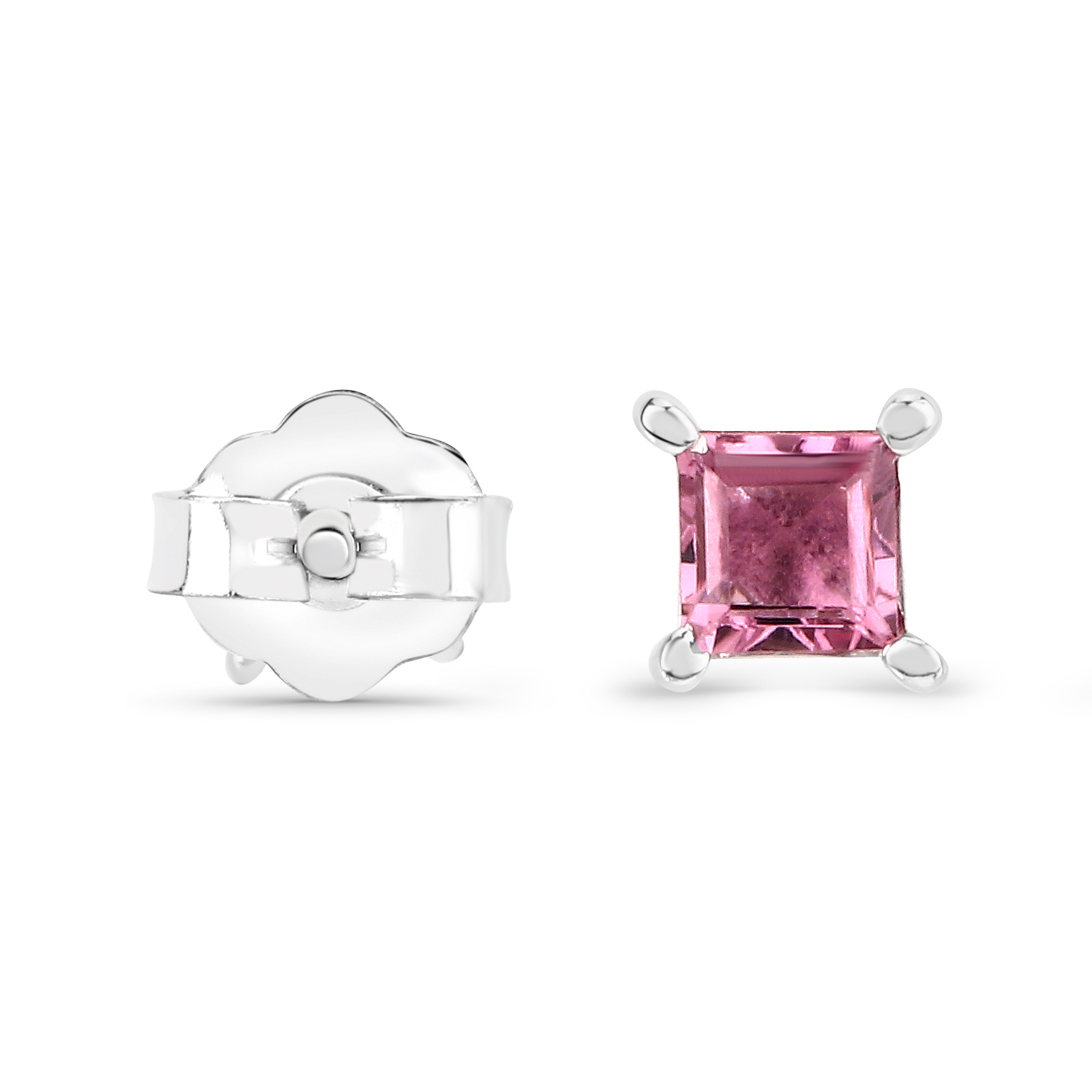0.36 Carat Genuine Pink Tourmaline .925 Sterling Silver Earrings