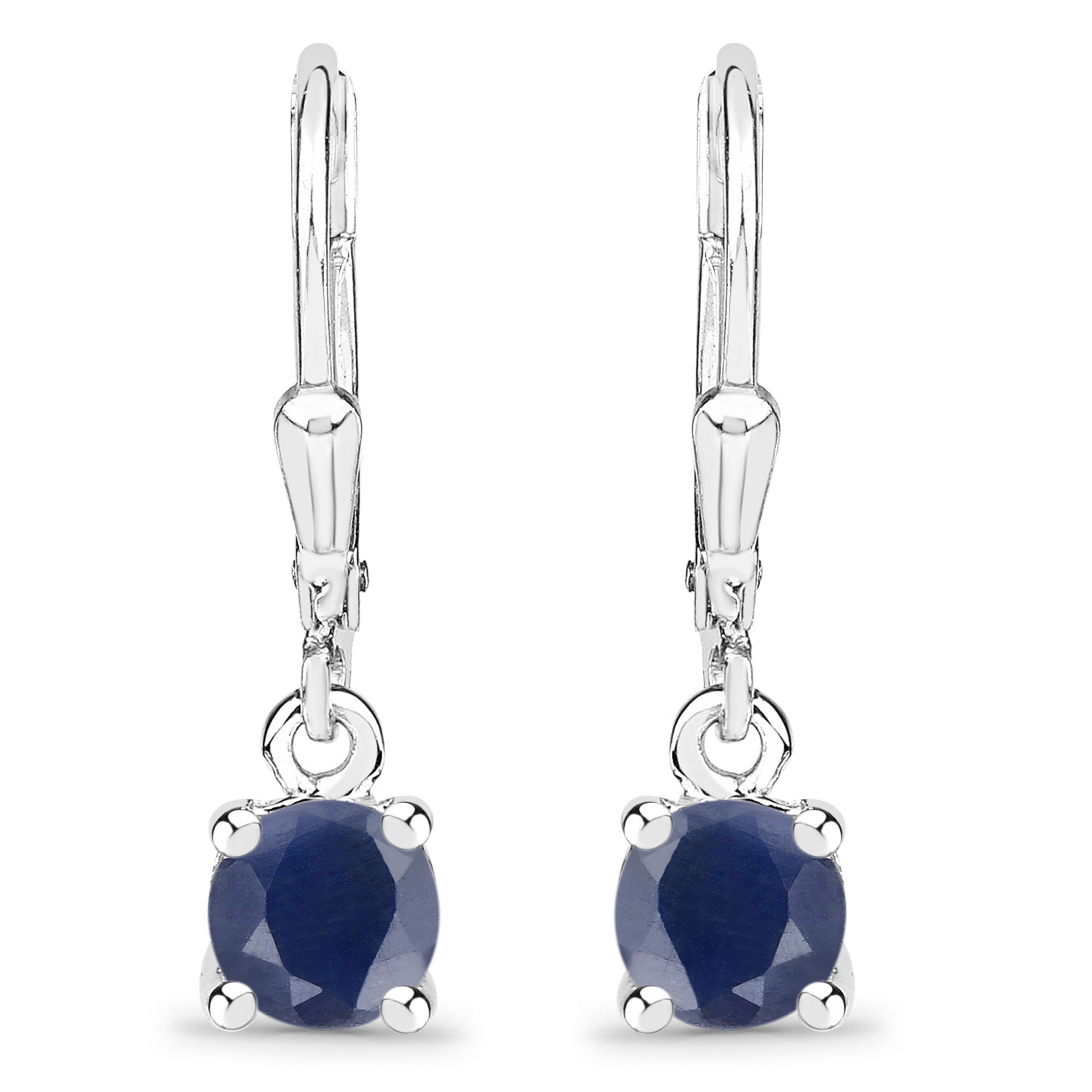 1.20 Carat Genuine Blue Sapphire .925 Sterling Silver Earrings