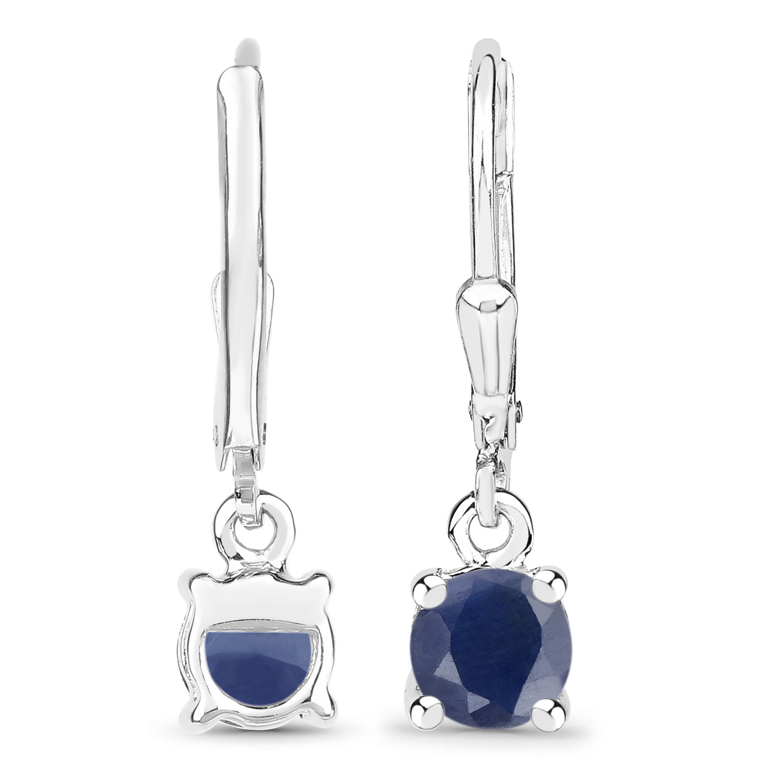 1.20 Carat Genuine Blue Sapphire .925 Sterling Silver Earrings