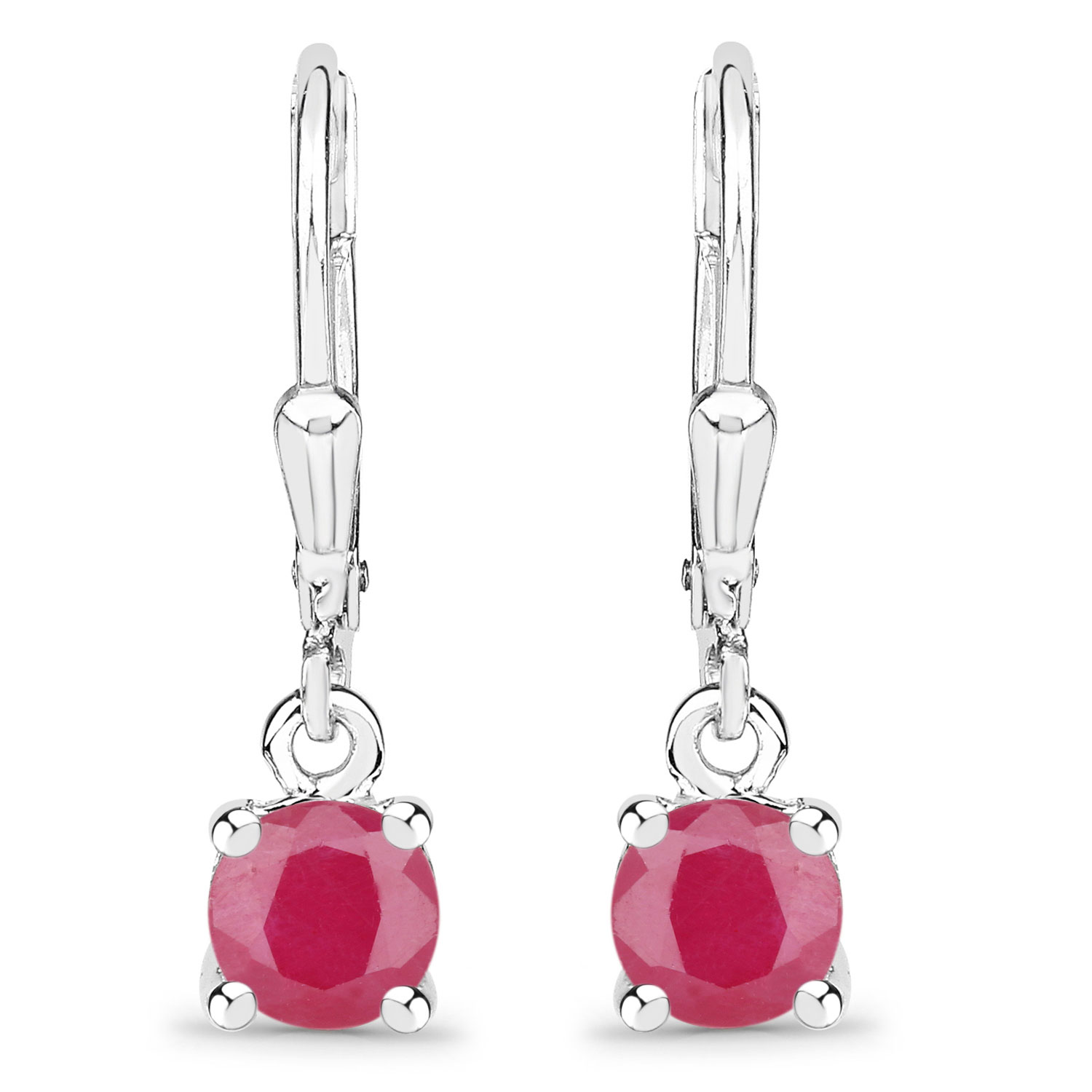 1.20 Carat Genuine Ruby .925 Sterling Silver Earrings