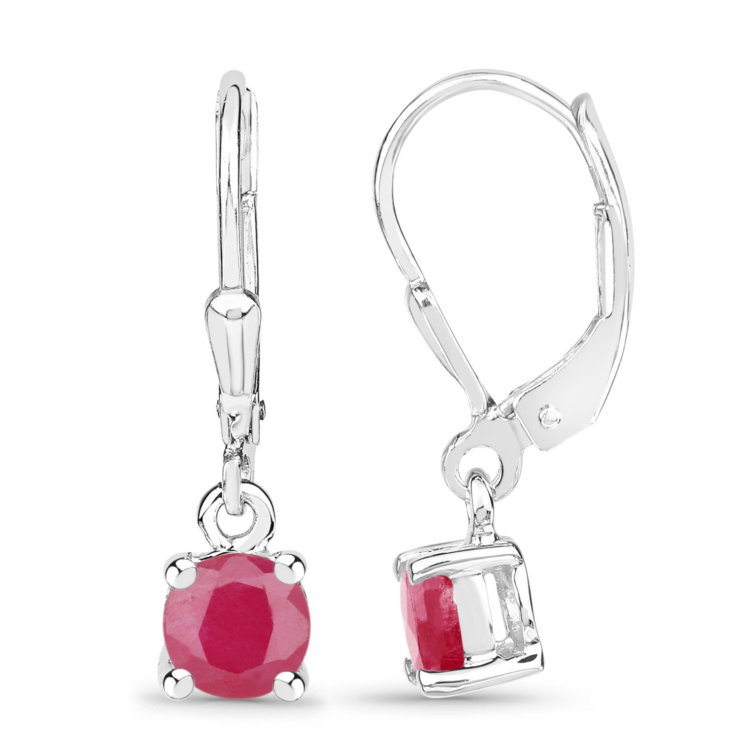 1.20 Carat Genuine Ruby .925 Sterling Silver Earrings