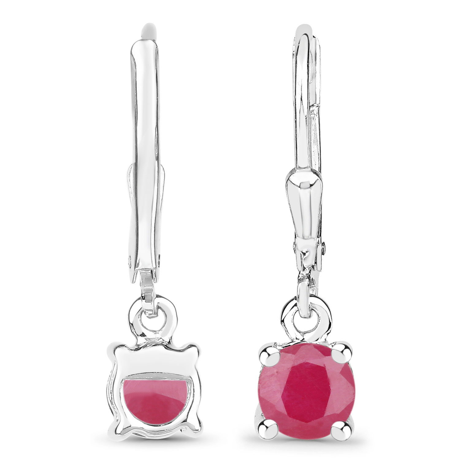 1.20 Carat Genuine Ruby .925 Sterling Silver Earrings