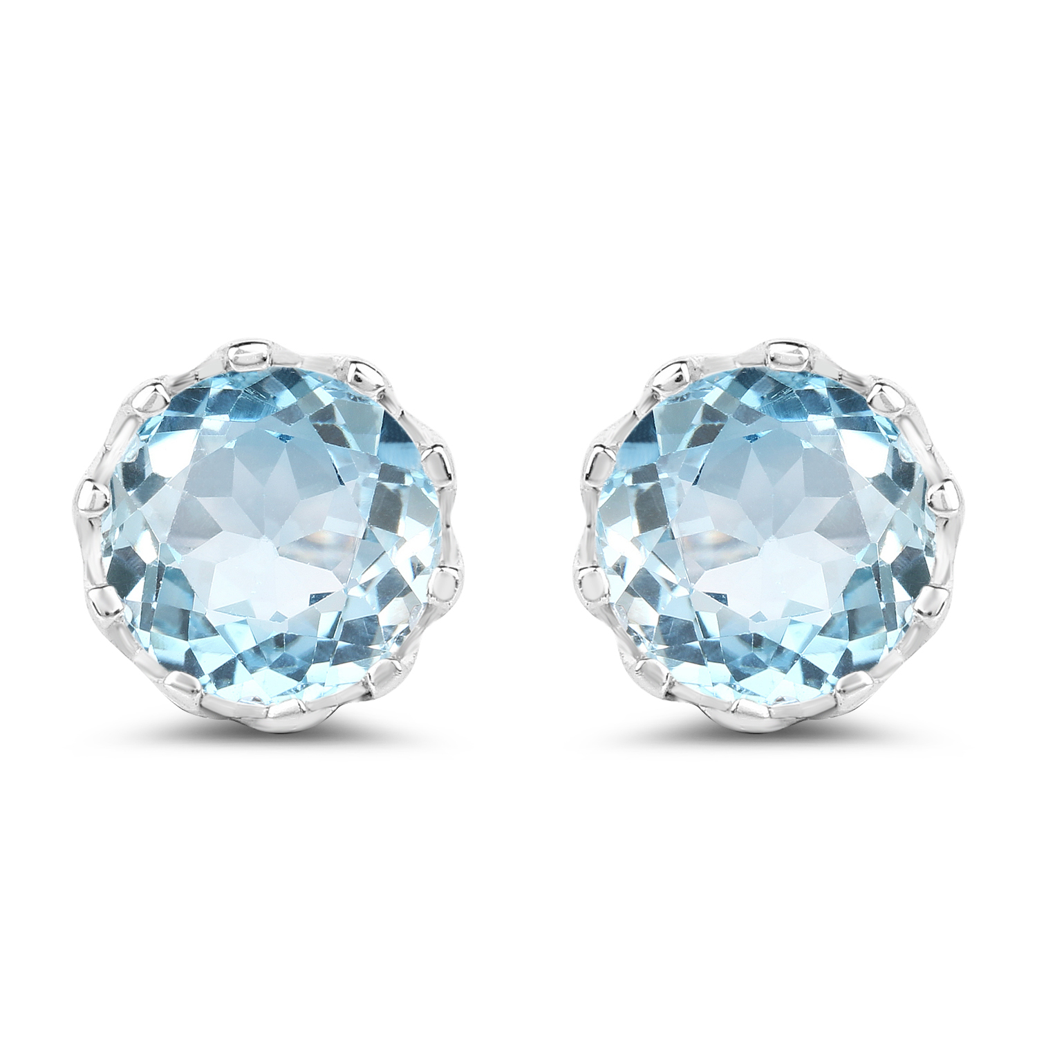 2.96 Carat Genuine Blue Topaz .925 Sterling Silver Earrings