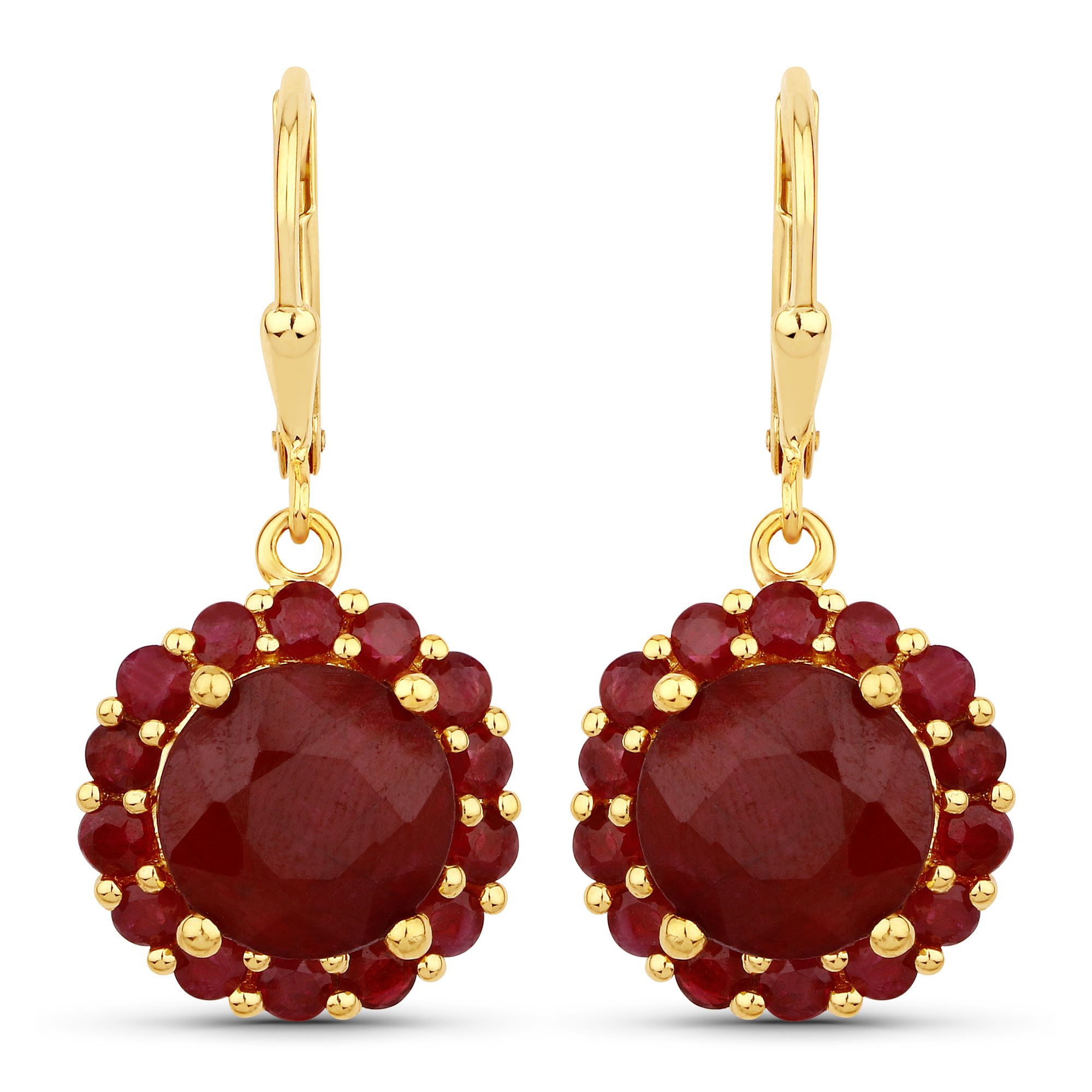 11.37 Carat Dyed Ruby and Ruby .925 Sterling Silver Earrings