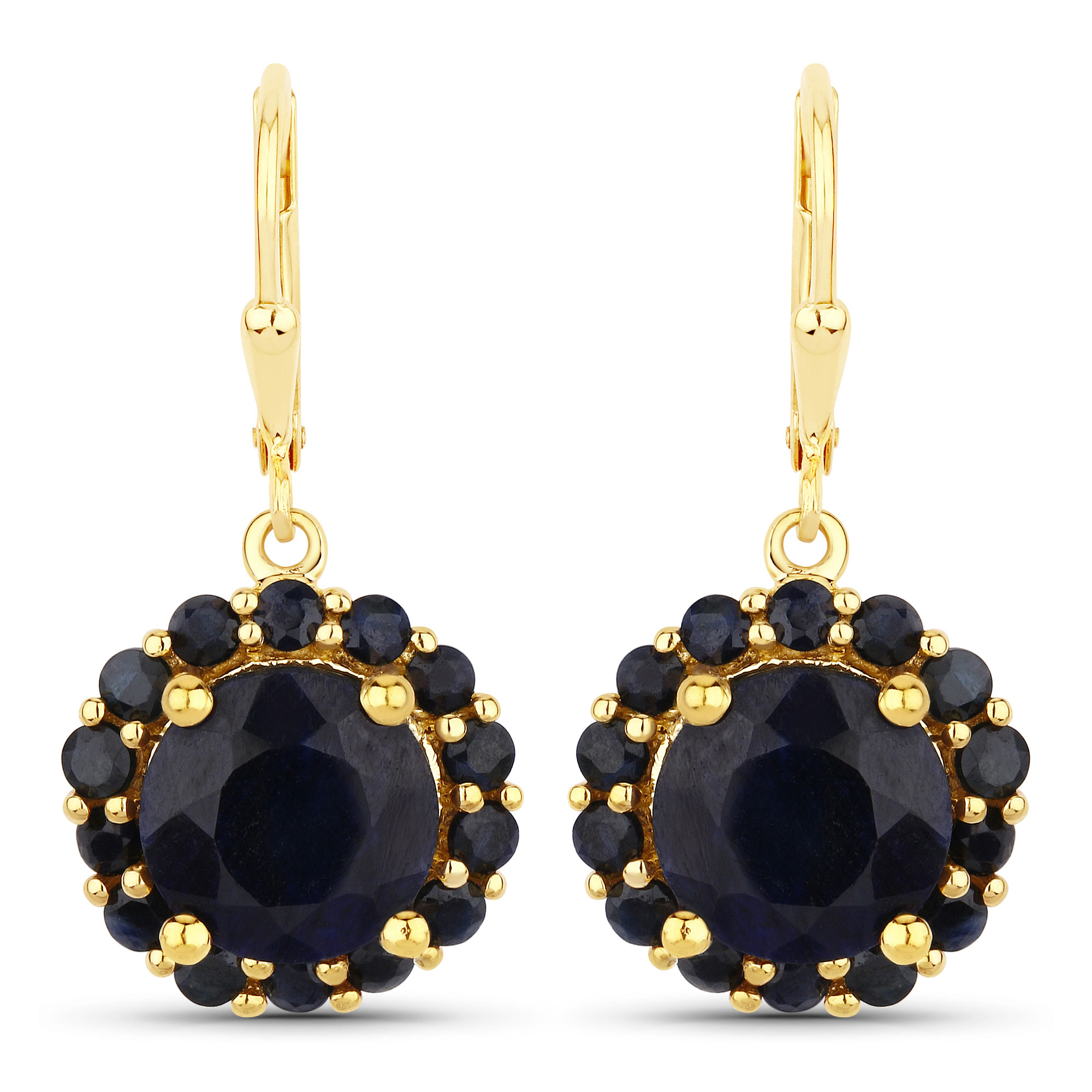 11.37 Carat Dyed Sapphire and Blue Sapphire .925 Sterling Silver Earrings