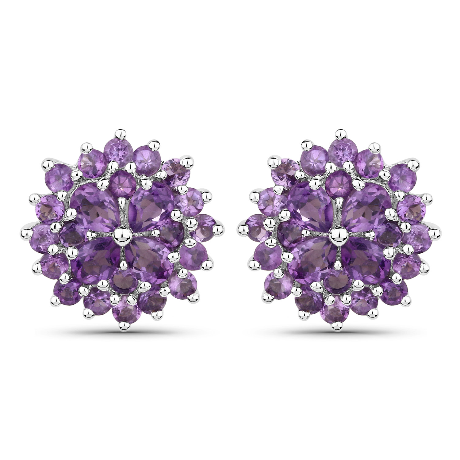 2.40 Carat Genuine Amethyst .925 Sterling Silver Earrings