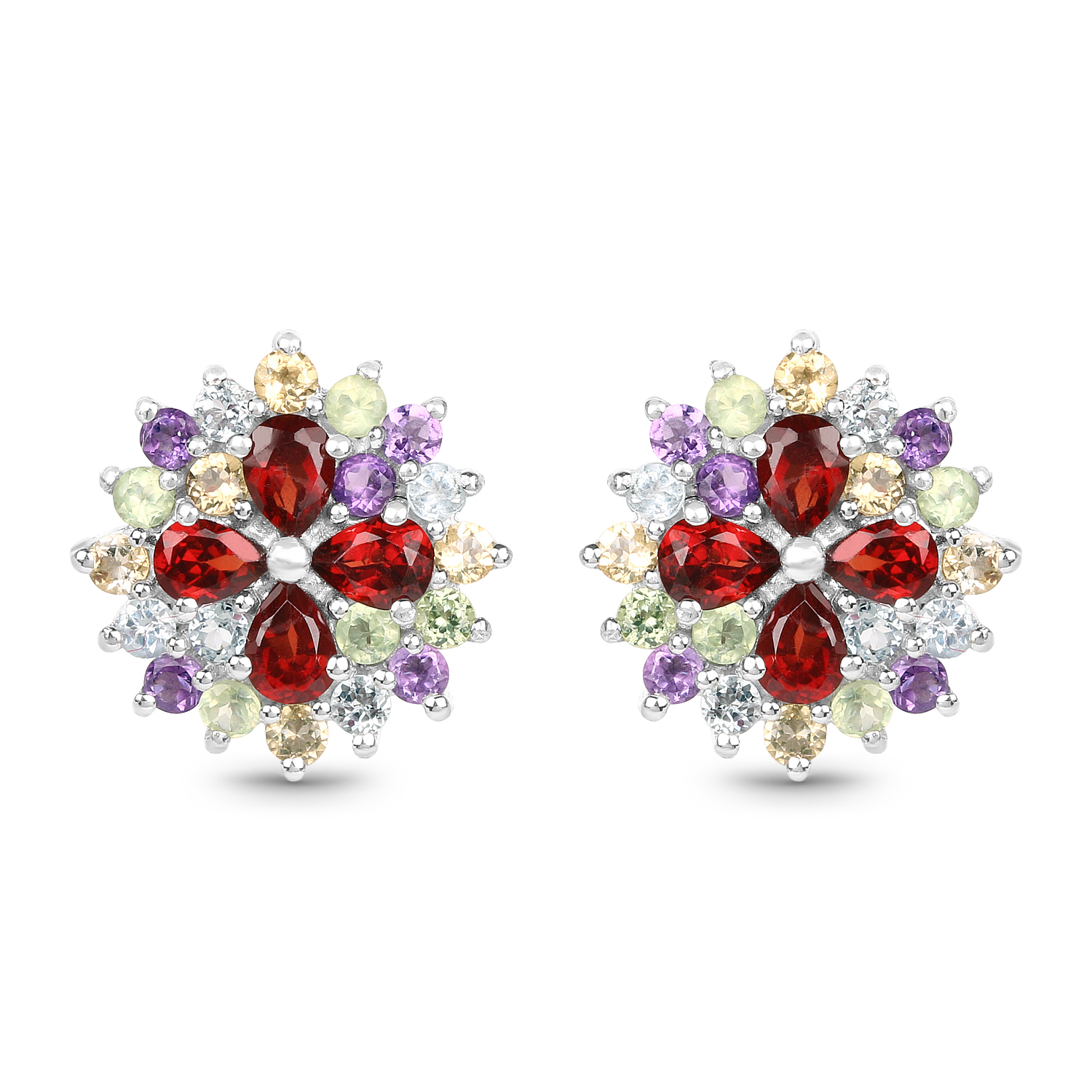 2.78 Carat Genuine Multi Stone .925 Sterling Silver Earrings