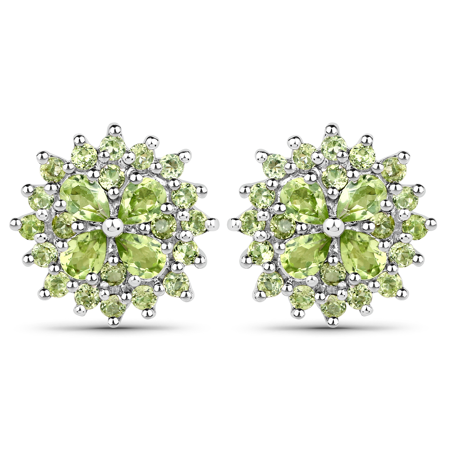 2.16 Carat Genuine Peridot and Peridot .925 Sterling Silver Earrings