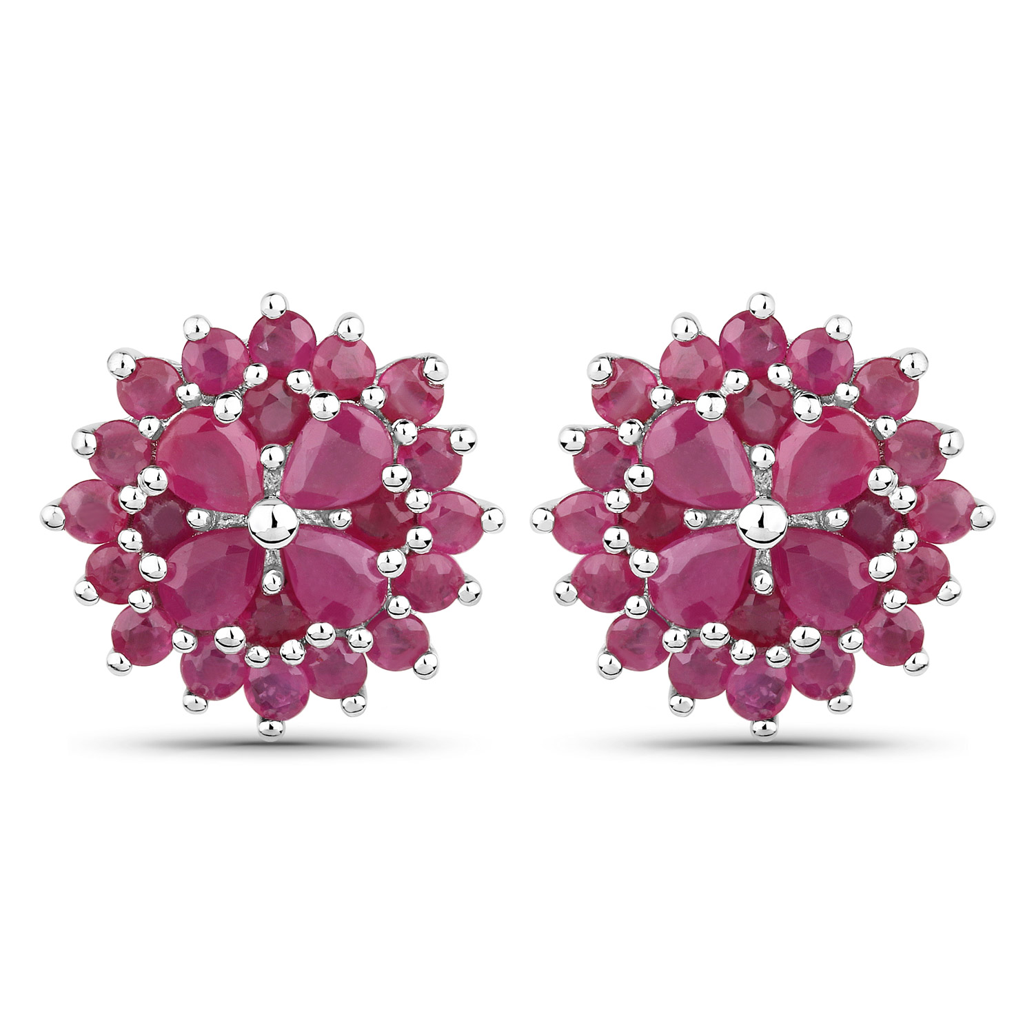3.60 Carat Genuine Ruby .925 Sterling Silver Earrings