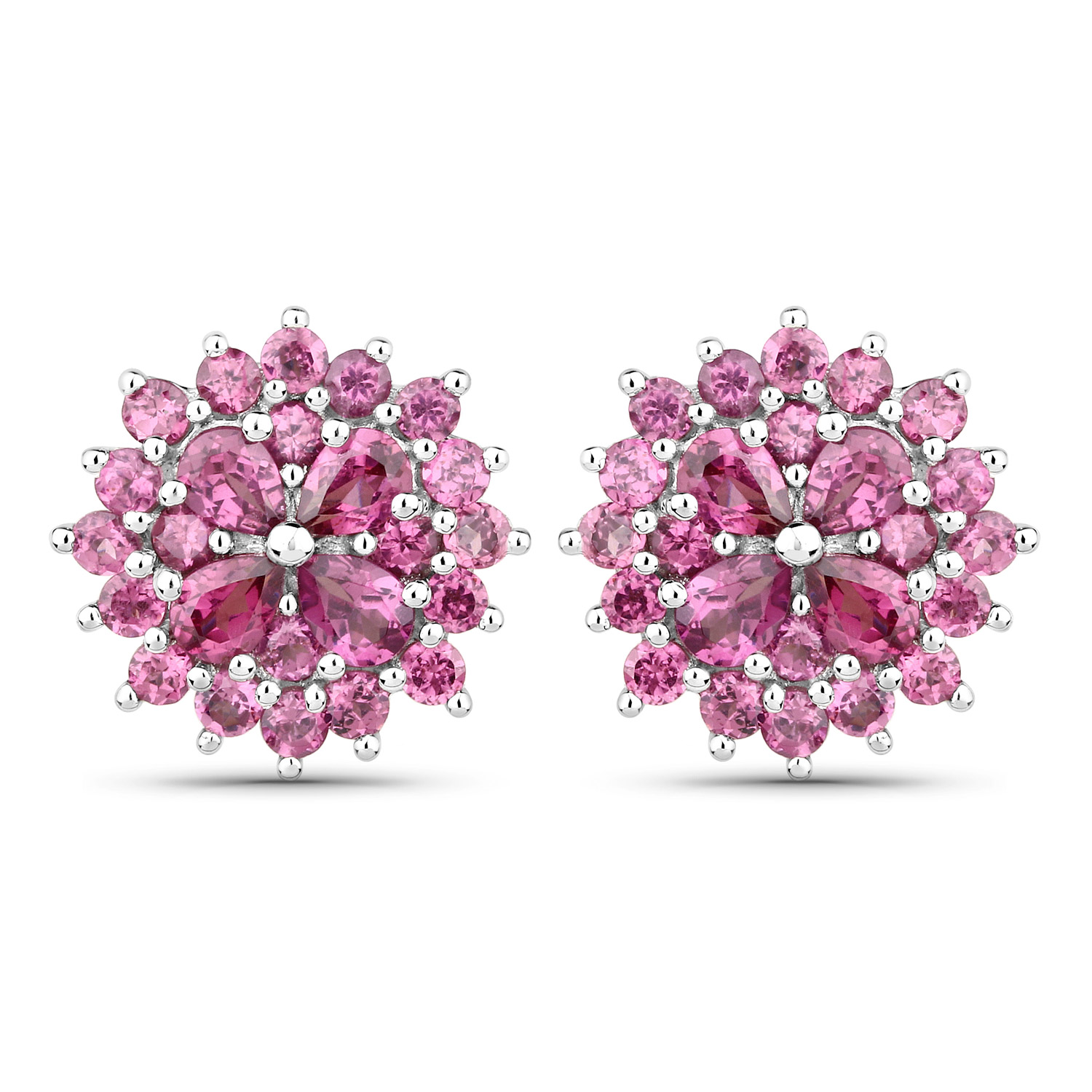 3.60 Carat Genuine Rhodolite Garnet .925 Sterling Silver Earrings