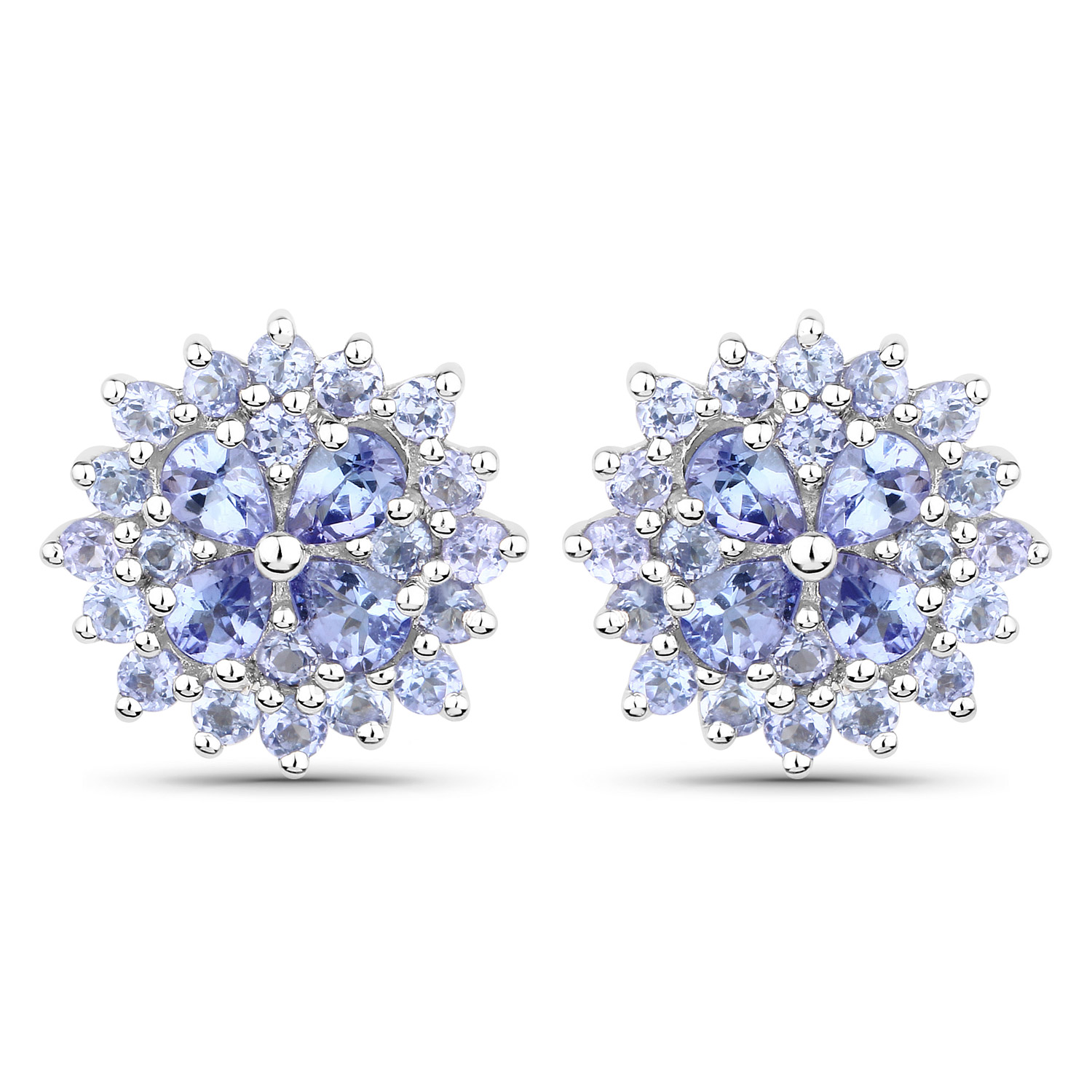 2.52 Carat Genuine Tanzanite .925 Sterling Silver Earrings