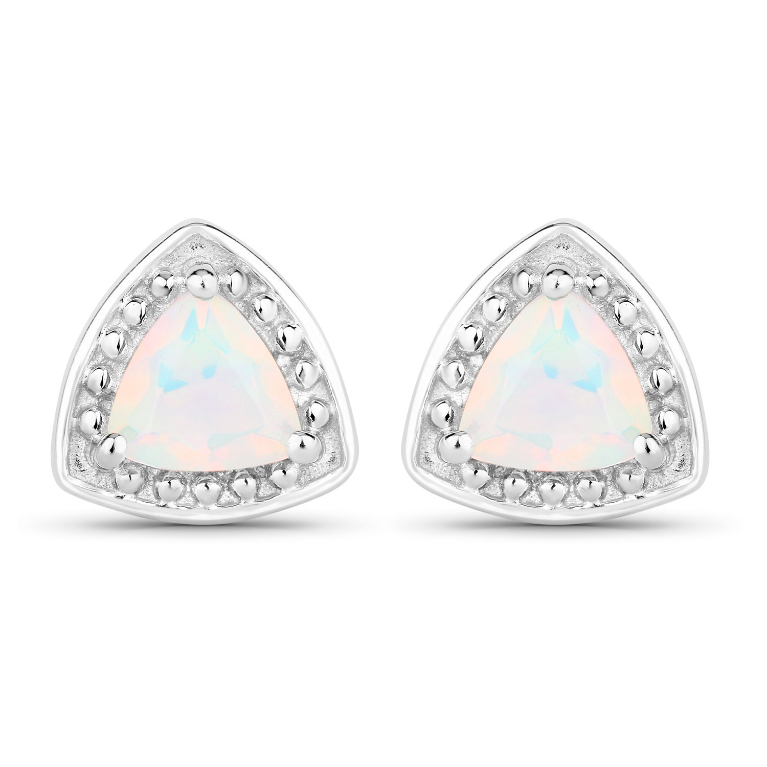 0.60 Carat Genuine Ethiopian Opal .925 Sterling Silver Earrings