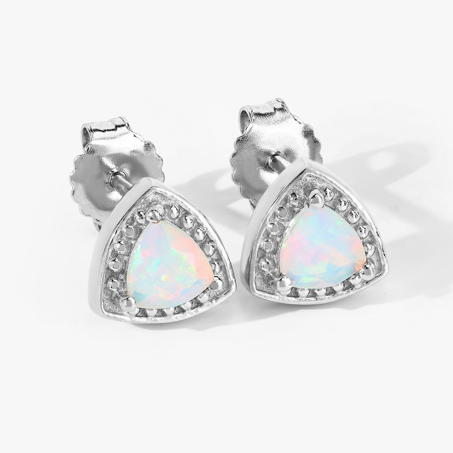 0.60 Carat Genuine Ethiopian Opal .925 Sterling Silver Earrings