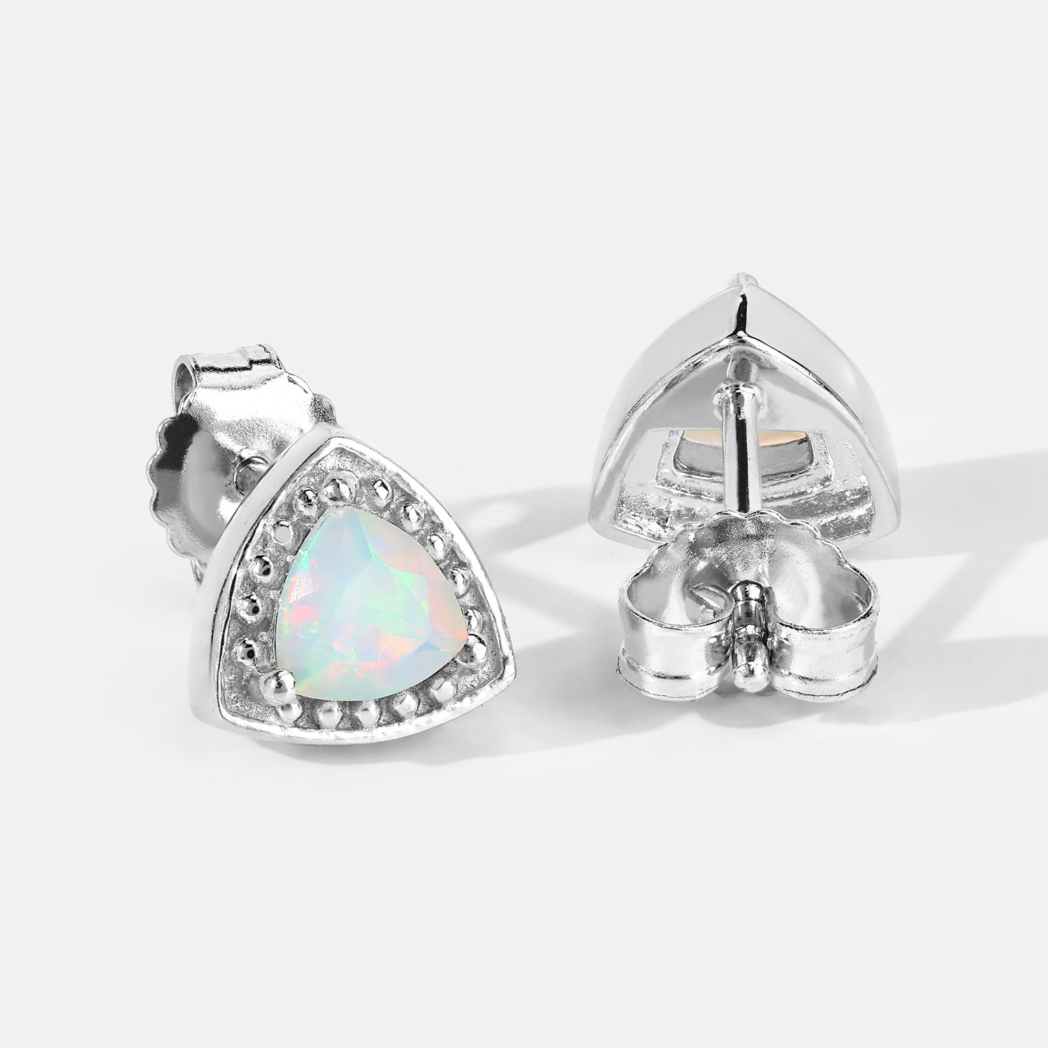 0.60 Carat Genuine Ethiopian Opal .925 Sterling Silver Earrings