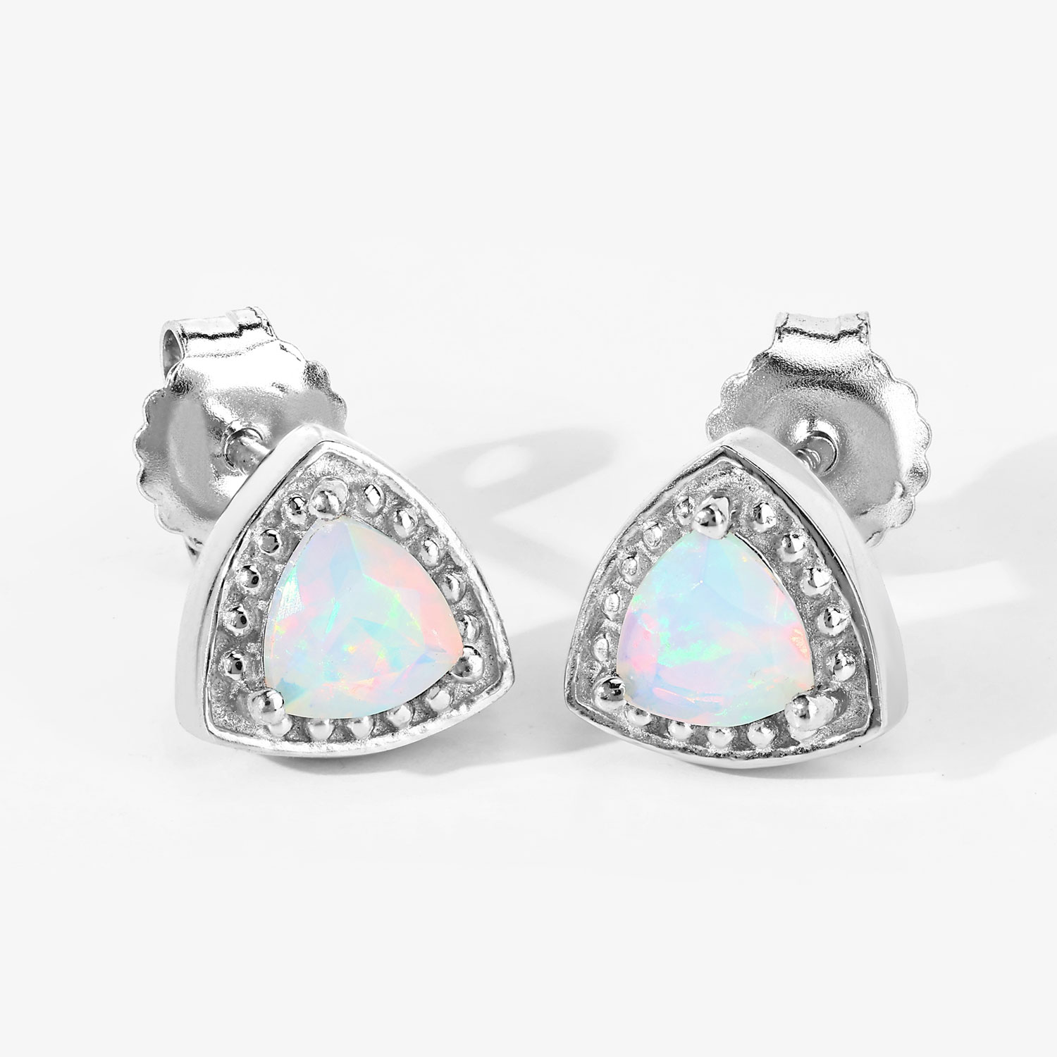 0.60 Carat Genuine Ethiopian Opal .925 Sterling Silver Earrings