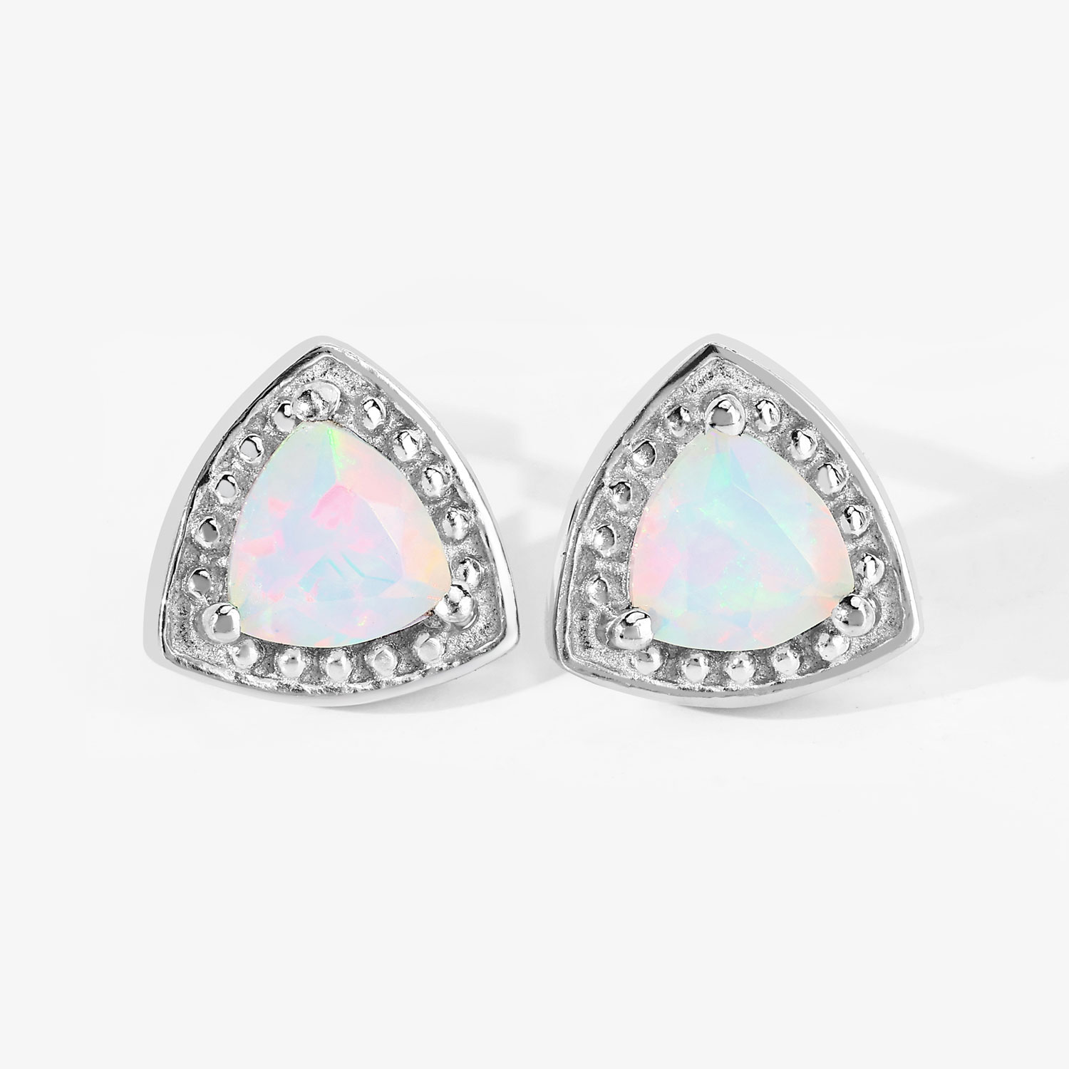 0.60 Carat Genuine Ethiopian Opal .925 Sterling Silver Earrings