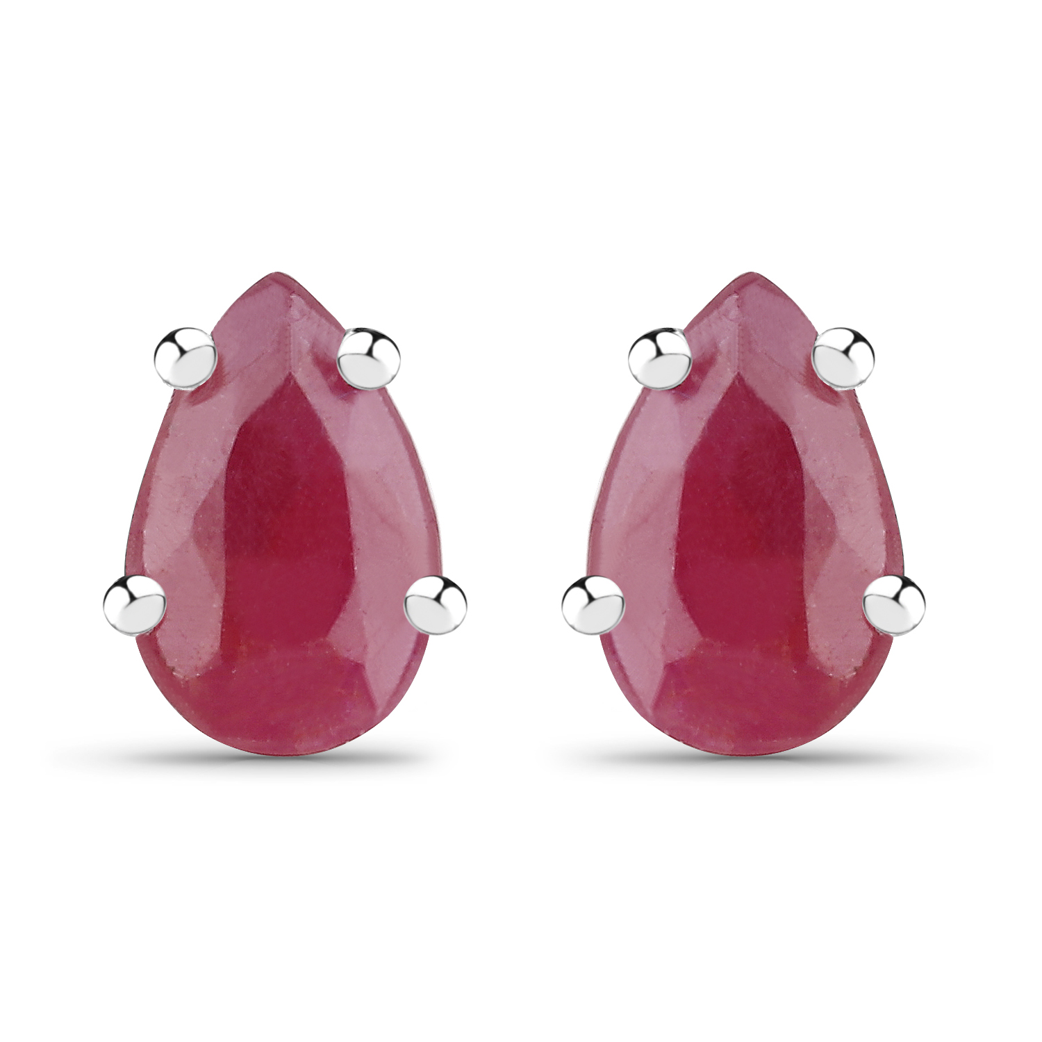 0.90 Carat Genuine Ruby .925 Sterling Silver Earrings