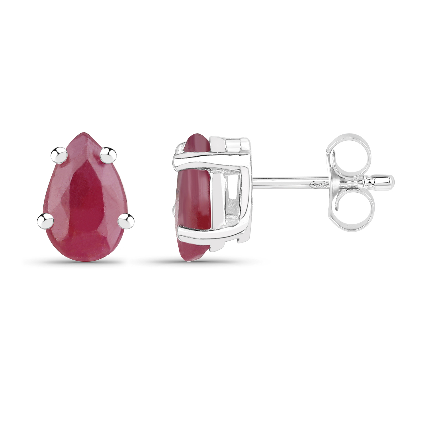 0.90 Carat Genuine Ruby .925 Sterling Silver Earrings