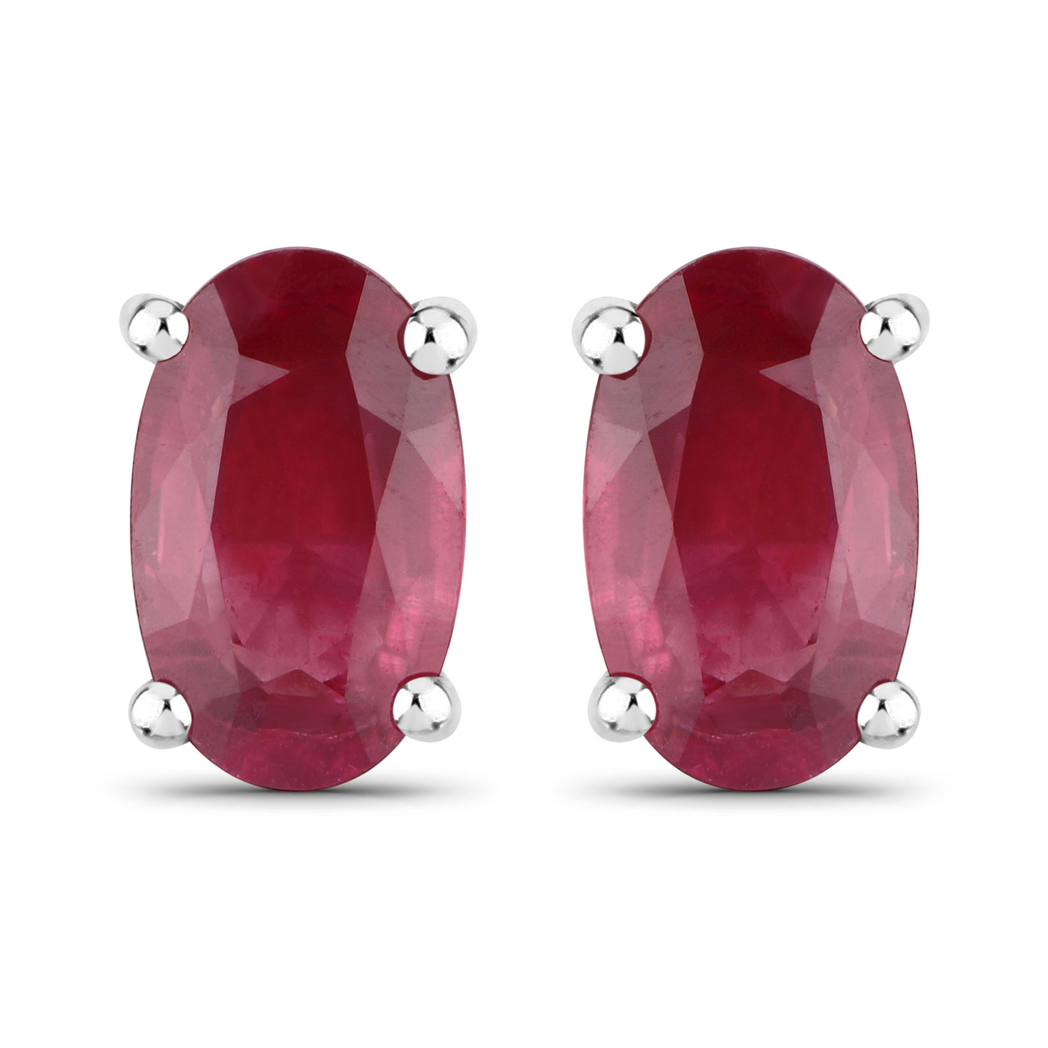 0.54 Carat Genuine Ruby 14K White Gold Earrings