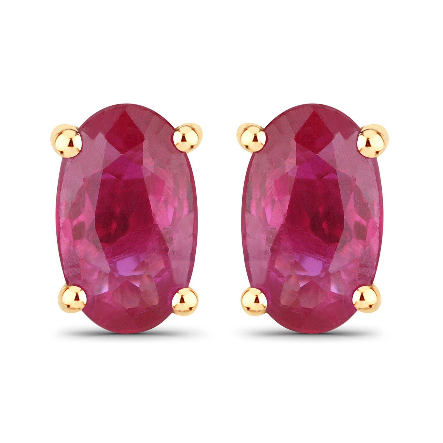 0.54 Carat Genuine Ruby 14K Yellow Gold Earrings