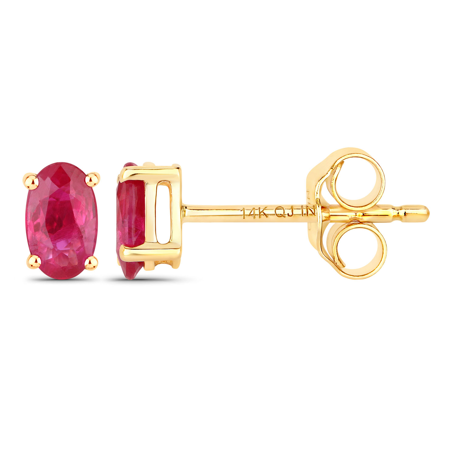 0.54 Carat Genuine Ruby 14K Yellow Gold Earrings