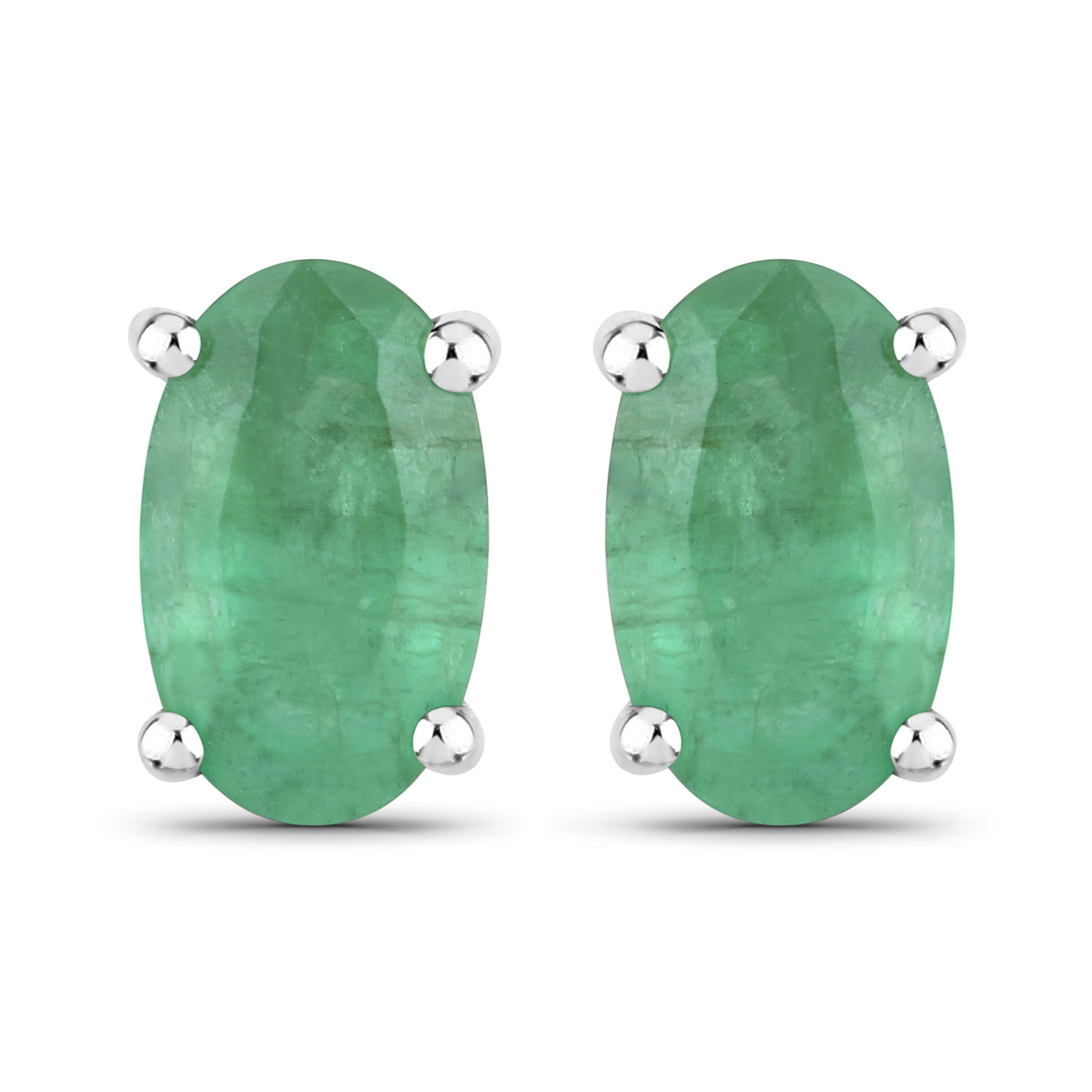 0.38 Carat Genuine Zambian Emerald 10K White Gold Earrings
