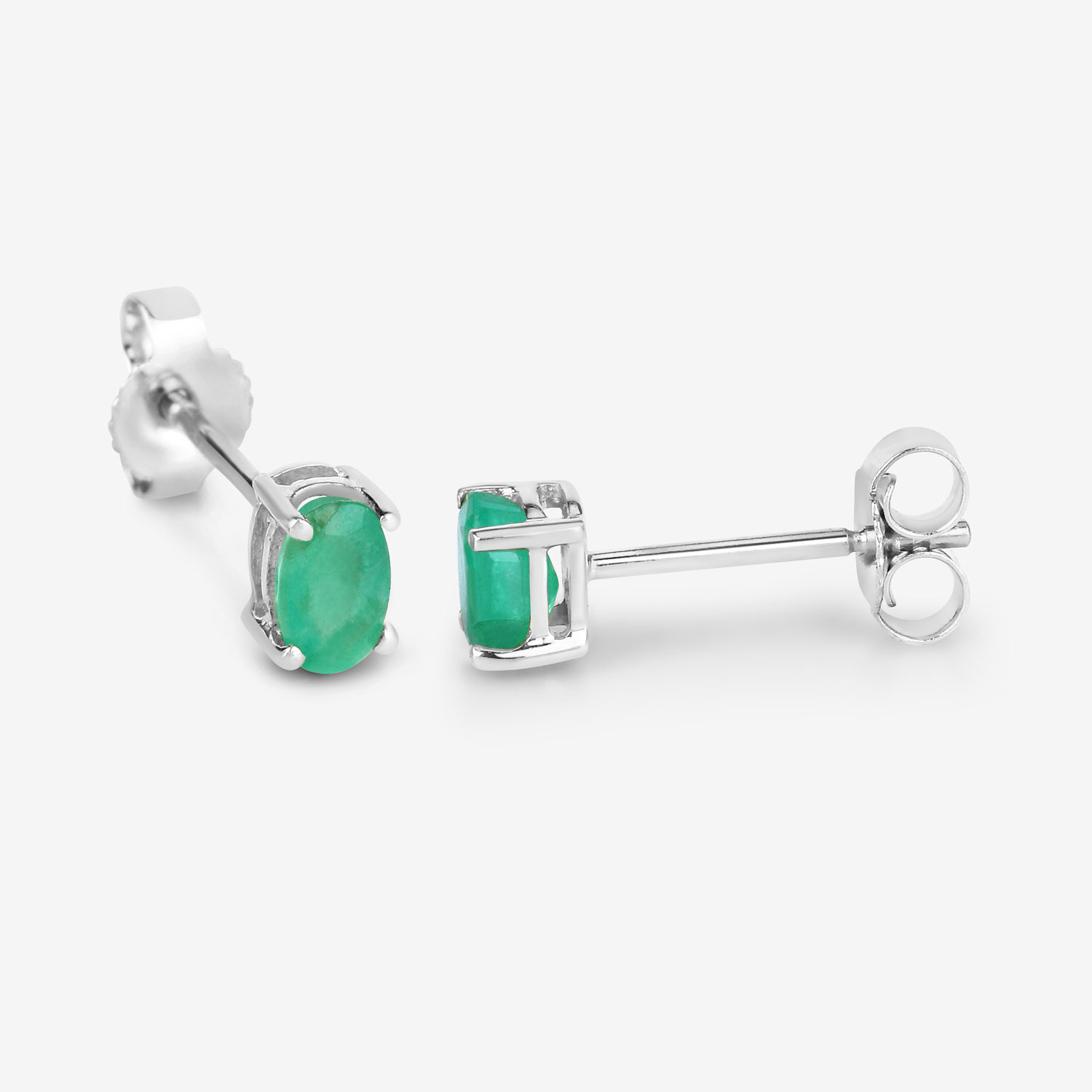 0.38 Carat Genuine Zambian Emerald 10K White Gold Earrings