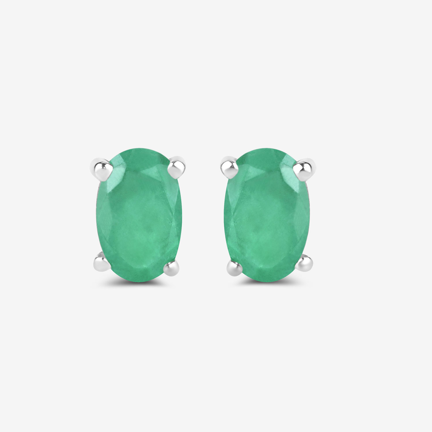 0.38 Carat Genuine Zambian Emerald 10K White Gold Earrings