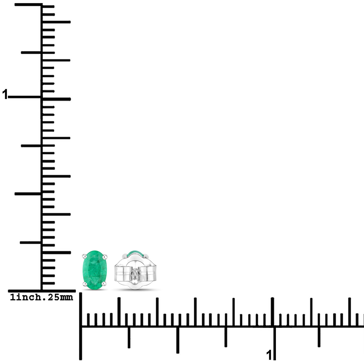 0.38 Carat Genuine Zambian Emerald 14K White Gold Earrings