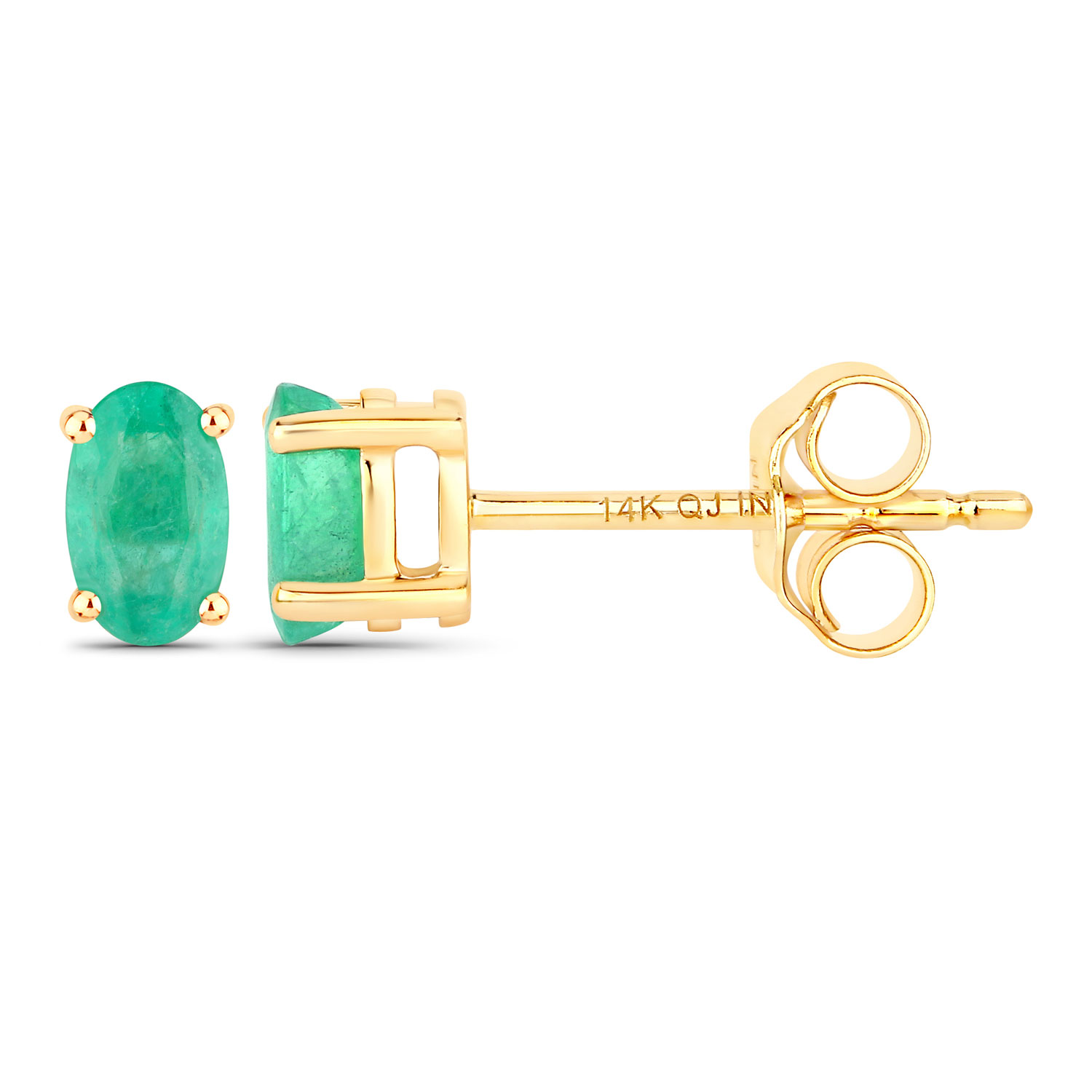 0.38 Carat Genuine Zambian Emerald 14K Yellow Gold Earrings