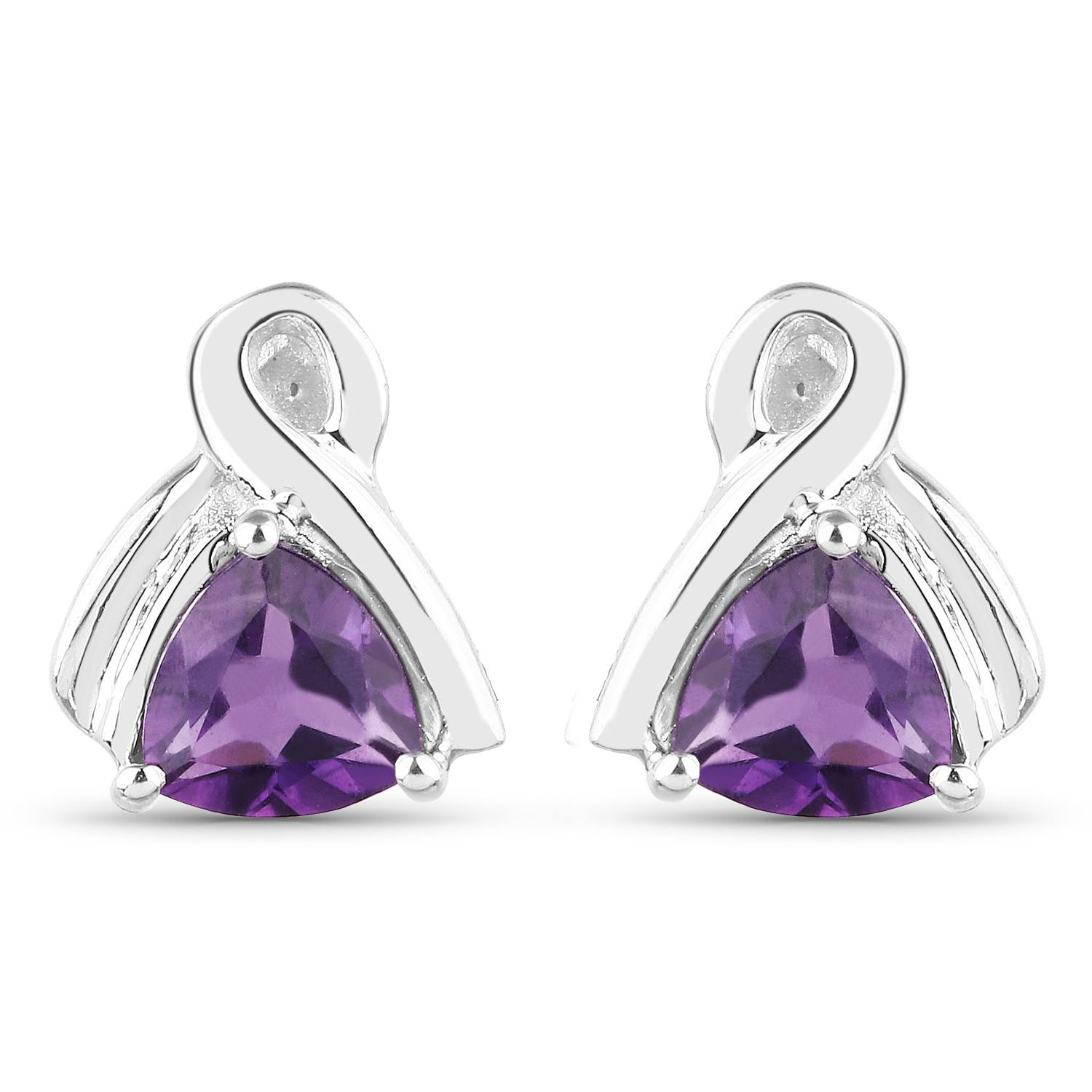 1.00 Carat Genuine Amethyst .925 Sterling Silver Earrings