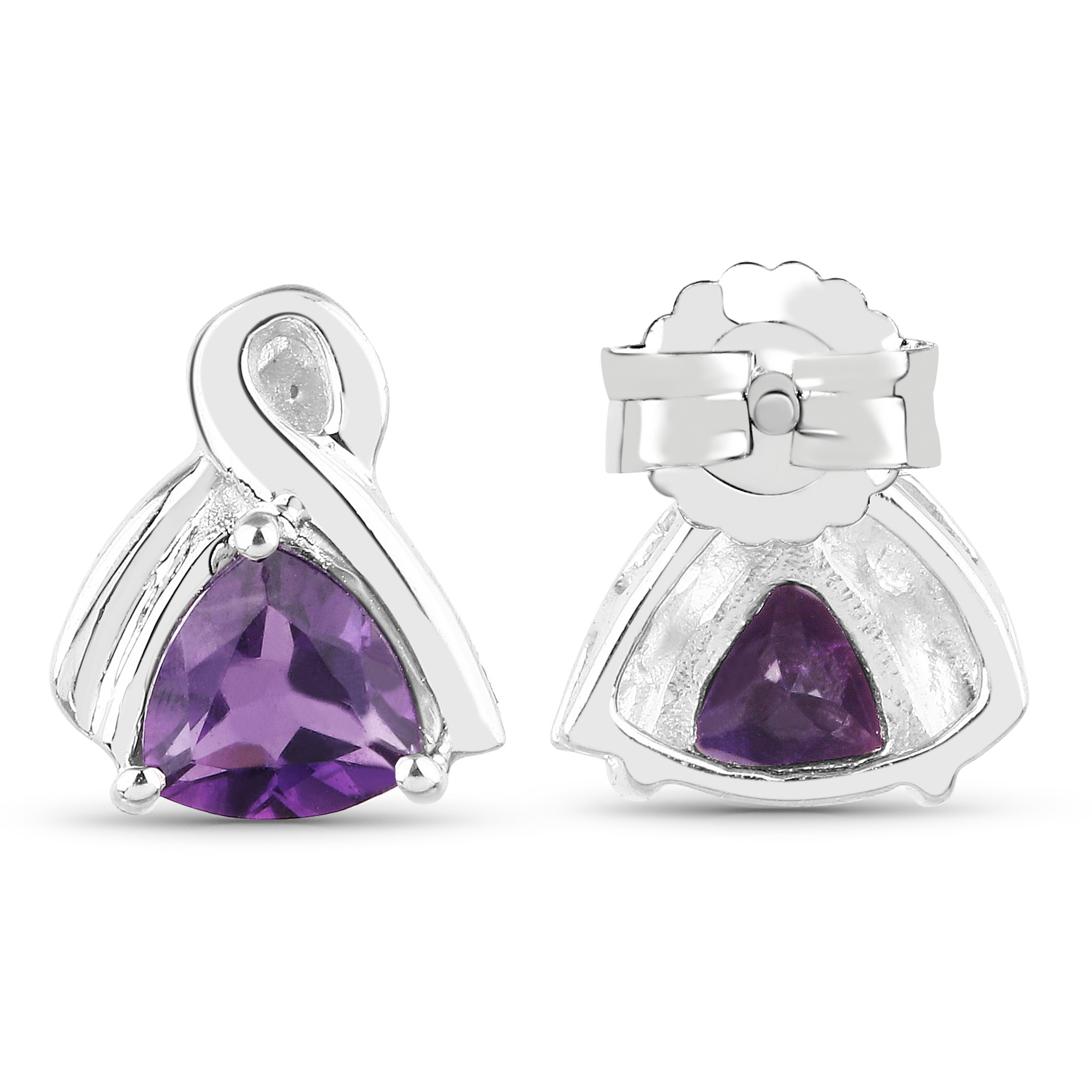 1.00 Carat Genuine Amethyst .925 Sterling Silver Earrings