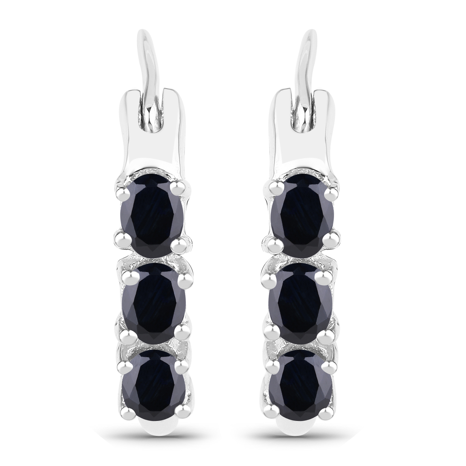 1.32 Carat Genuine Blue Sapphire .925 Sterling Silver Earrings